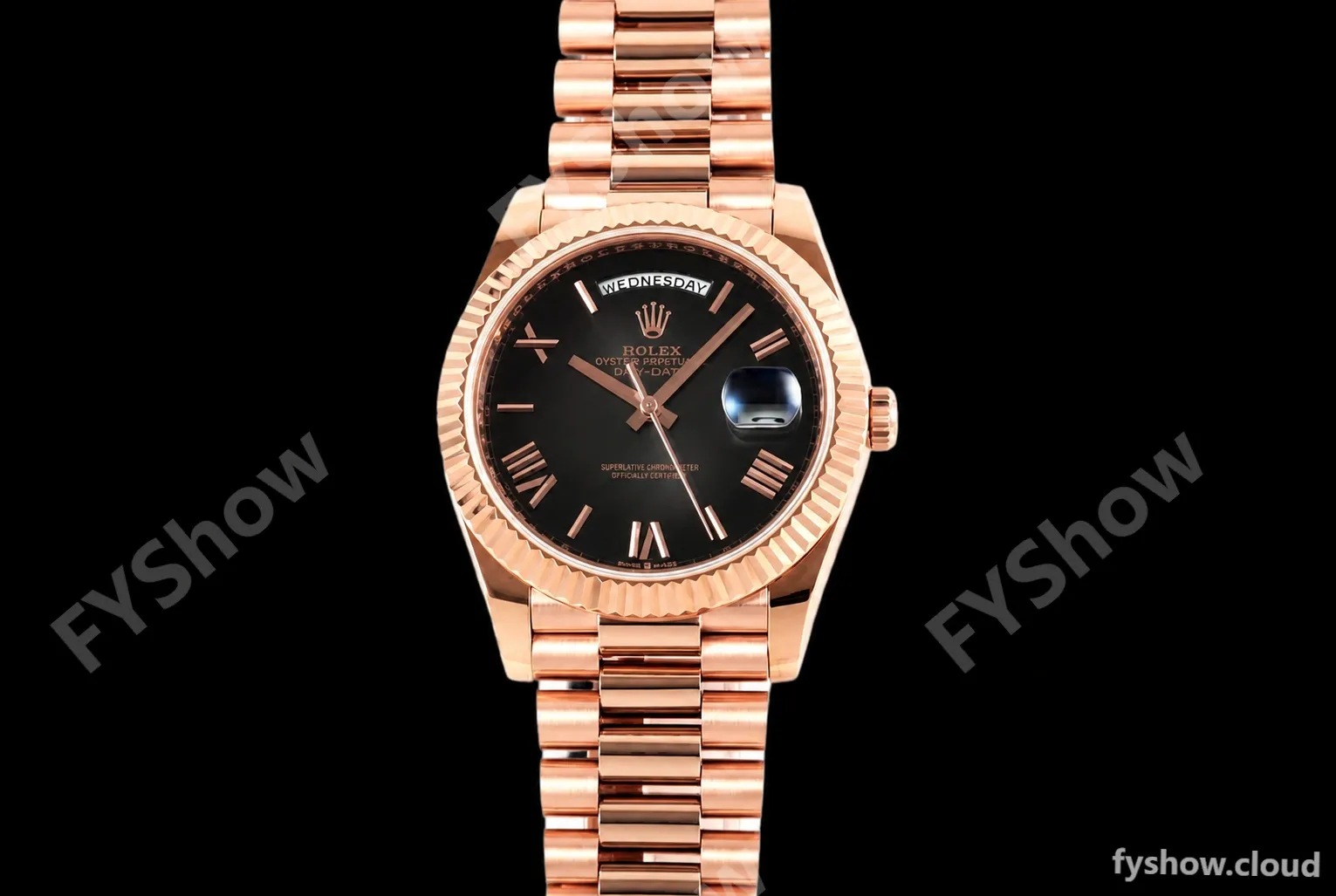 Rolex - DayDate 228235 Gain Weight 40mm Flt Pres RG/RG Black/Rmn KF VR3255