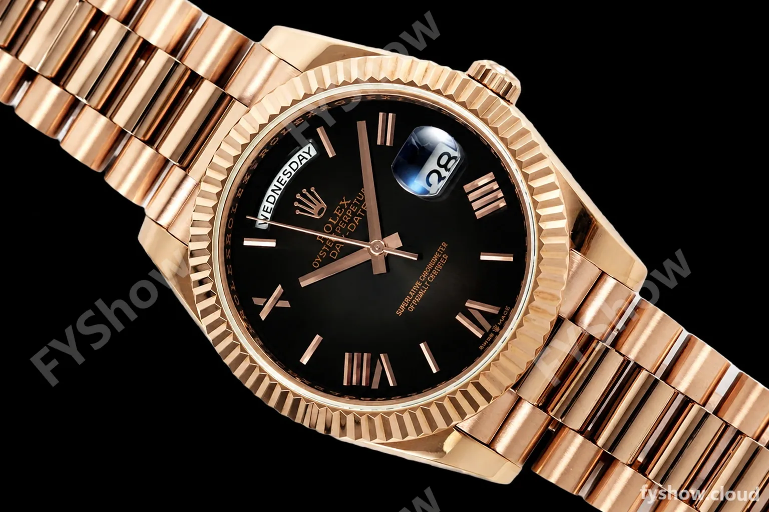 Rolex - DayDate 228235 Gain Weight 40mm Flt Pres RG/RG Black/Rmn KF VR3255 - Image 3