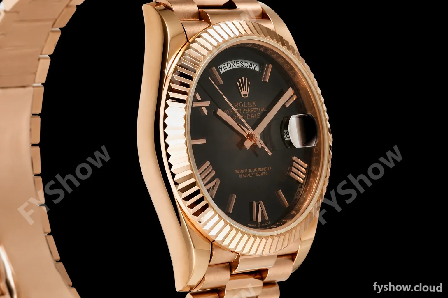 Rolex - DayDate 228235 Gain Weight 40mm Flt Pres RG/RG Black/Rmn KF VR3255 - Image 4