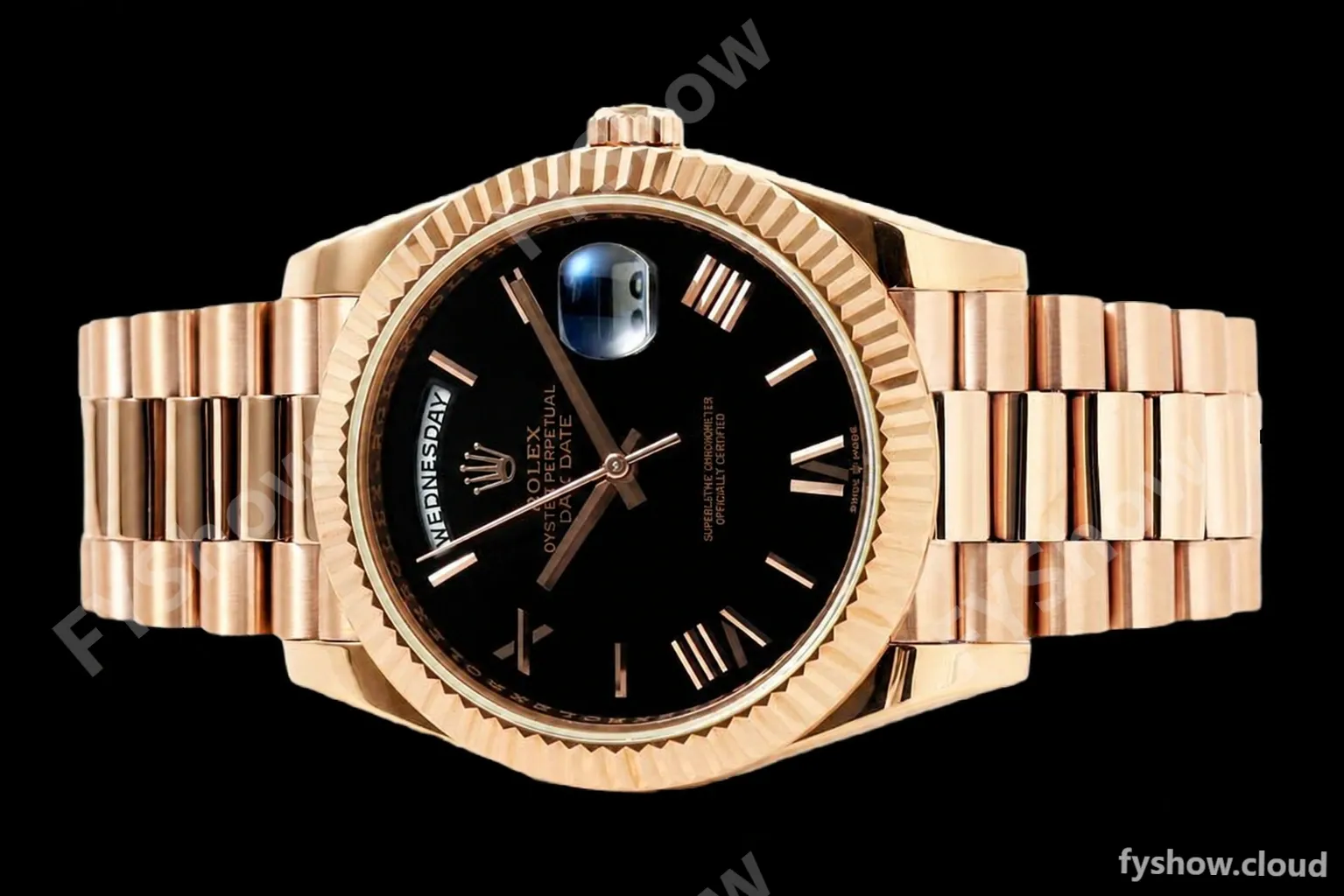 Rolex - DayDate 228235 Gain Weight 40mm Flt Pres RG/RG Black/Rmn KF VR3255 - Image 8