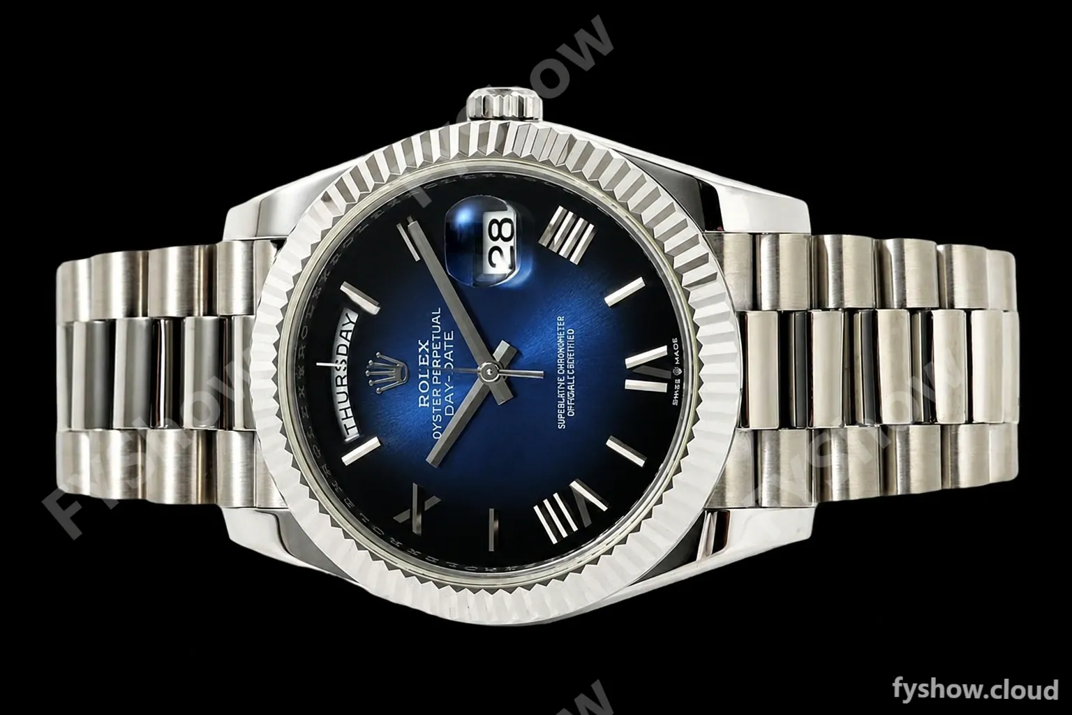 Rolex - DayDate 228239 Gain Weight 40mm Flt Pres SS/SS Blu Ombre/Rmn KF VR3255 - Image 8