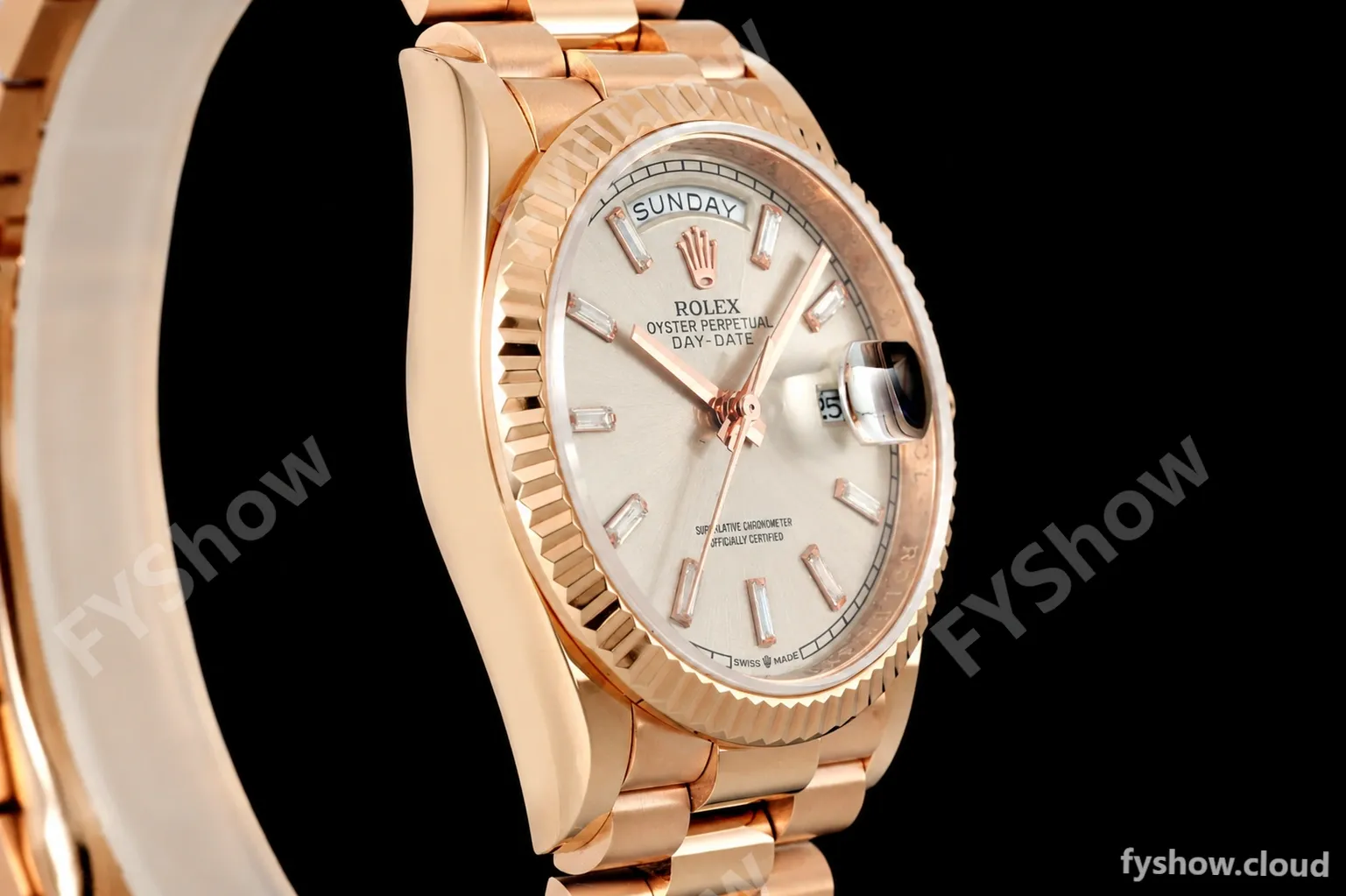 Rolex - DayDate 128235 Gain Weight 36mm Flt Pres RG/RG Silv/Dia KF A2836 - Image 2