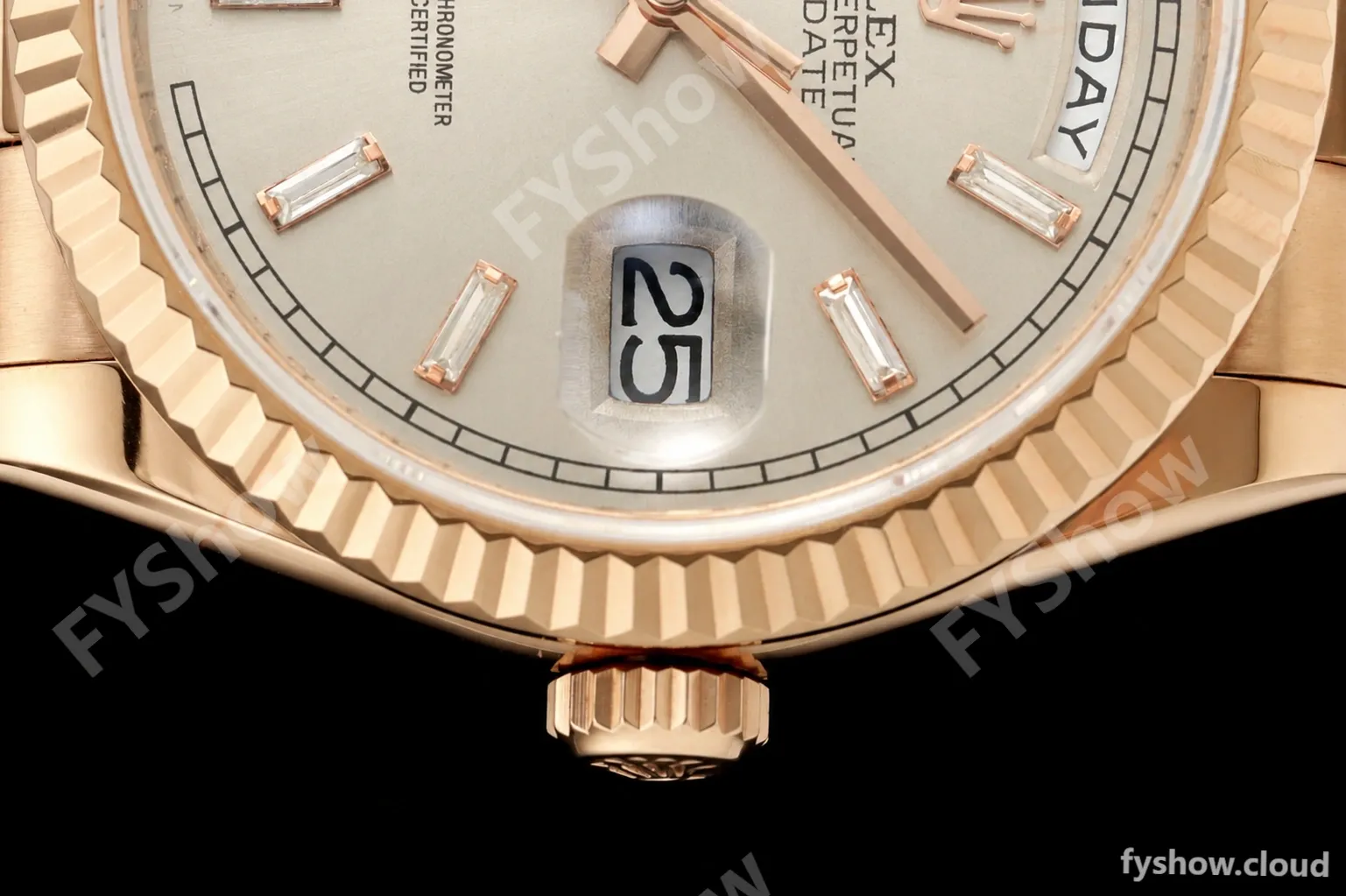 Rolex - DayDate 128235 Gain Weight 36mm Flt Pres RG/RG Silv/Dia KF A2836 - Image 3