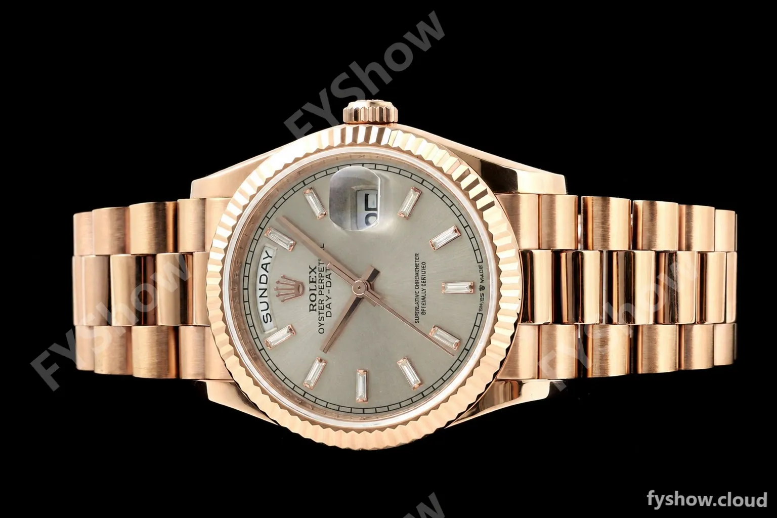 Rolex - DayDate 128235 Gain Weight 36mm Flt Pres RG/RG Silv/Dia KF A2836 - Image 4