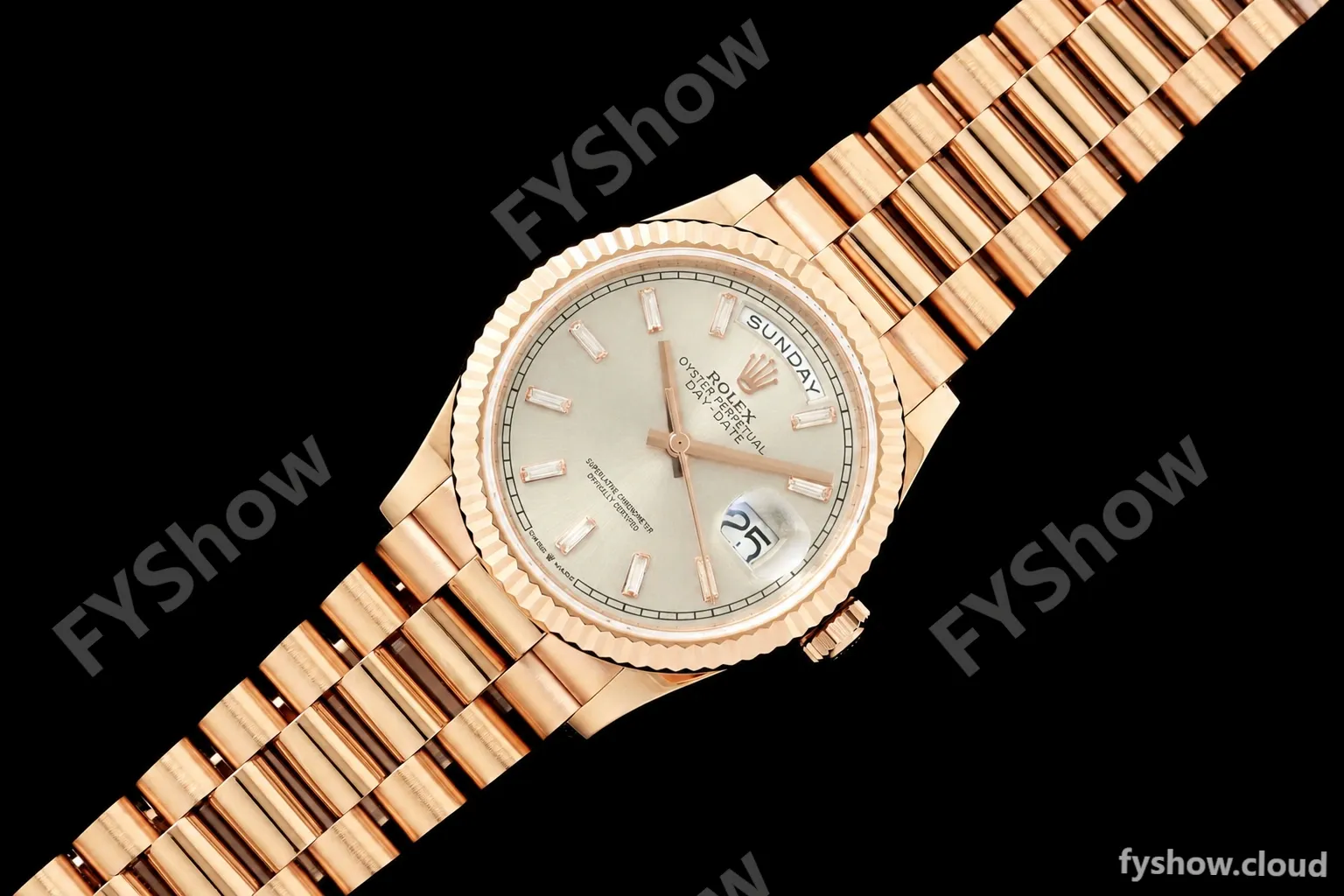Rolex - DayDate 128235 Gain Weight 36mm Flt Pres RG/RG Silv/Dia KF A2836 - Image 5
