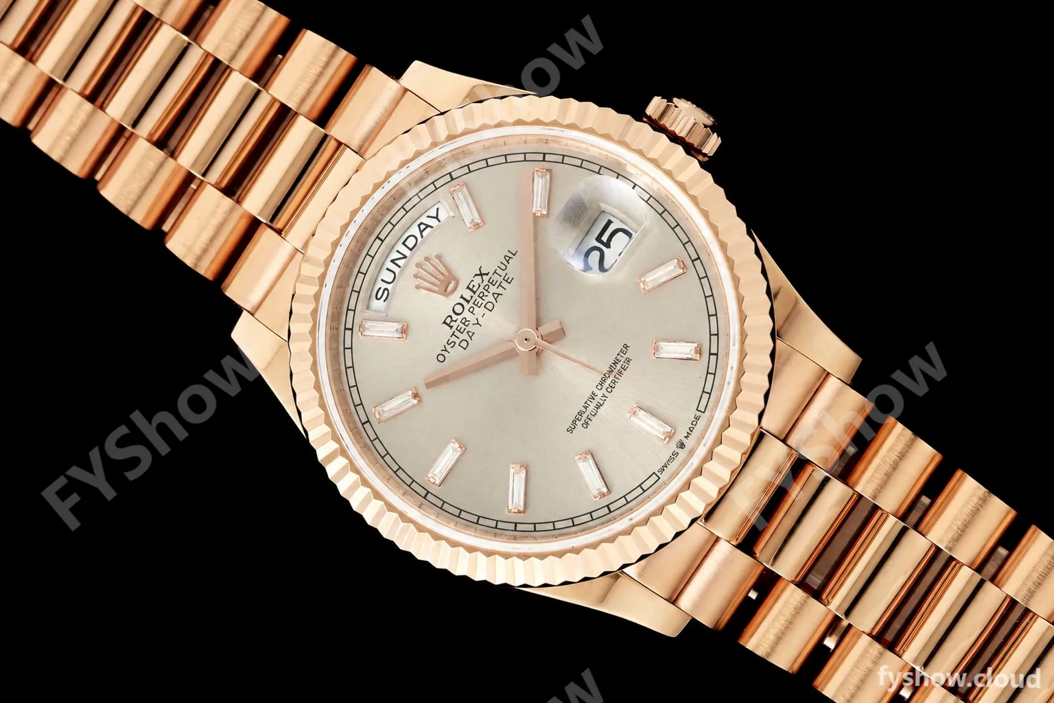 Rolex - DayDate 128235 Gain Weight 36mm Flt Pres RG/RG Silv/Dia KF A2836 - Image 6