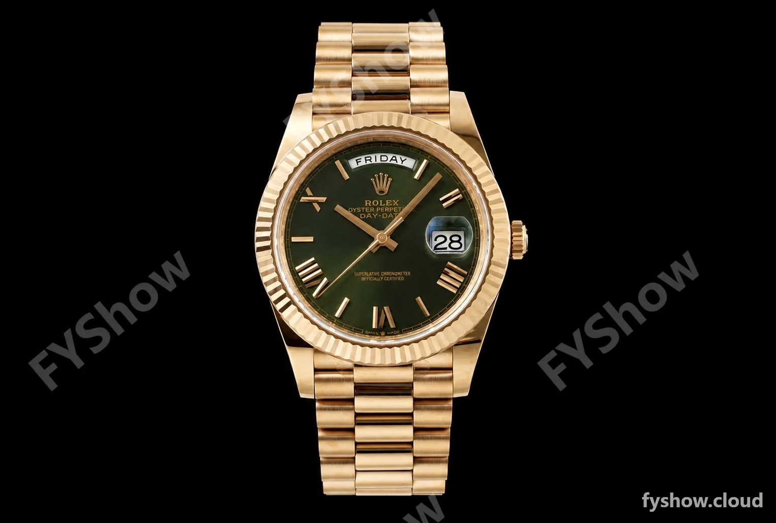 Rolex - DayDate 228235 Gain Weight 40mm Flt Pres RG/RG Green/Rmn VSF DD3255