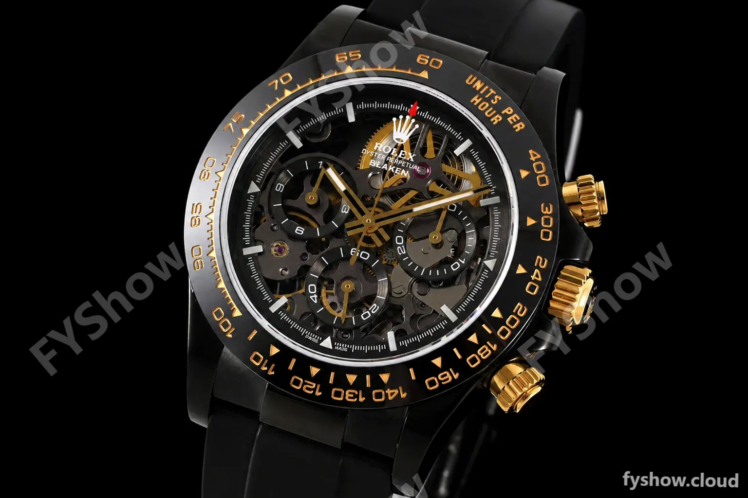 Rolex - Daytona Blaken 40mm CER 904L PVD/RU Blk/YG Skeleton GETF SA4130 - Image 4