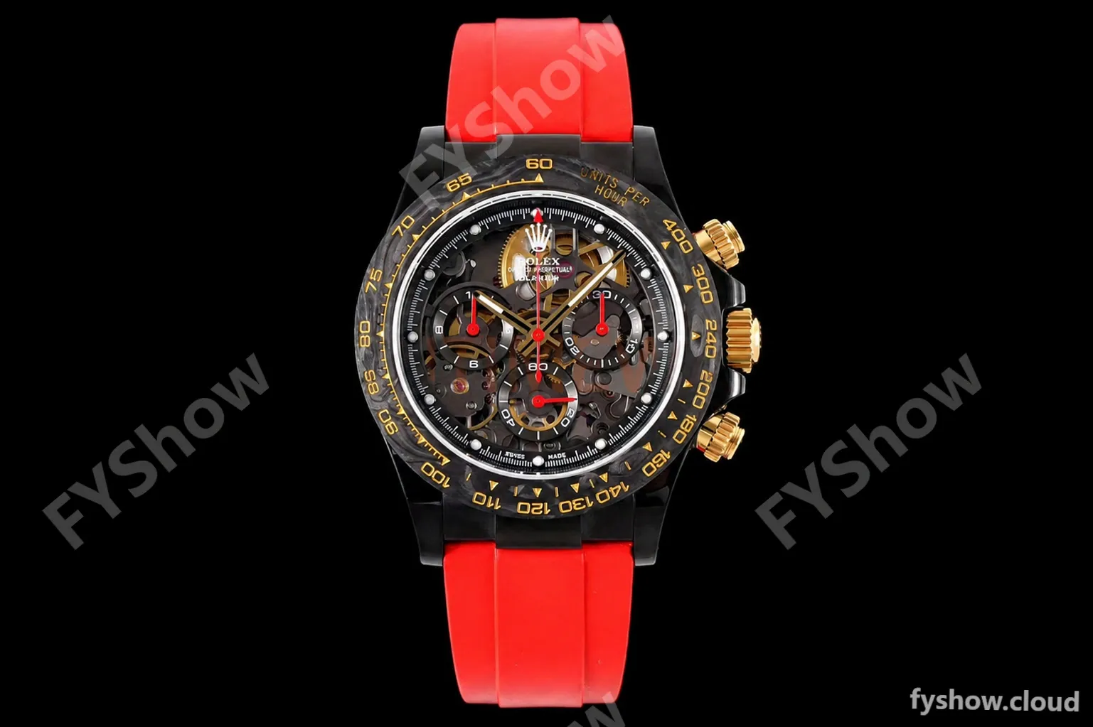 Rolex - Daytona Blaken 40mm CER 904L PVD/RU Blk/Red Skeleton GETF SA4130