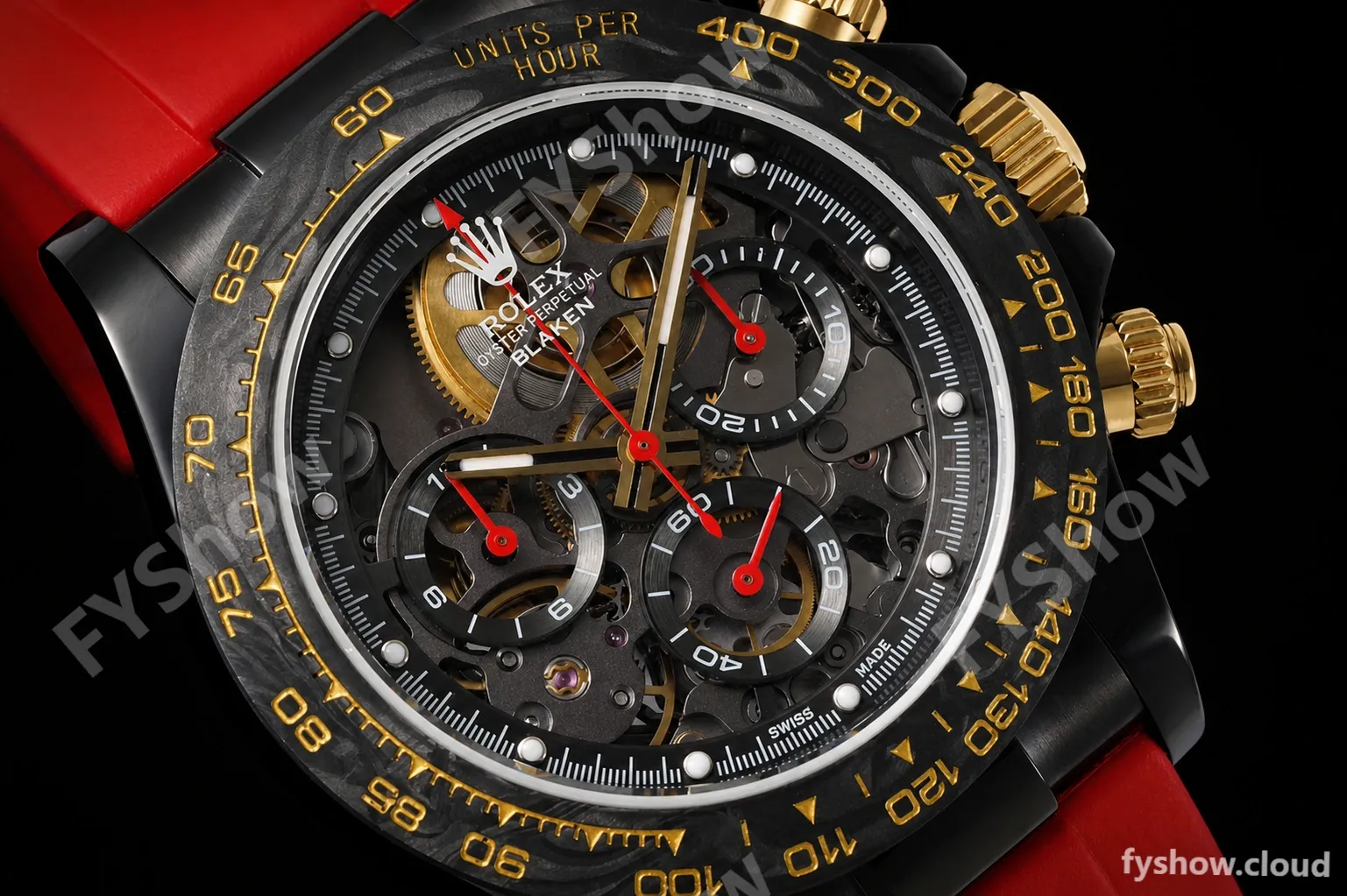 Rolex - Daytona Blaken 40mm CER 904L PVD/RU Blk/Red Skeleton GETF SA4130 - Image 3