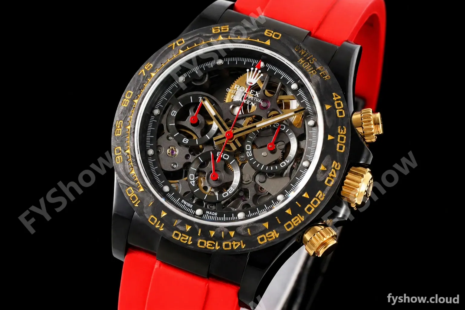 Rolex - Daytona Blaken 40mm CER 904L PVD/RU Blk/Red Skeleton GETF SA4130 - Image 5