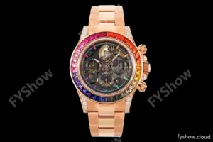 Rolex - Daytona Blaken 40mm CER 904L RG/RG Rainbow Diamond Skeleton GETF SA4130