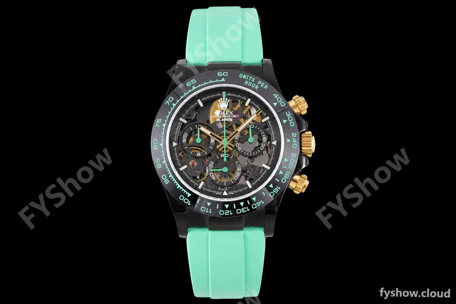 Rolex - Daytona Blaken 40mm CER 904L PVD/RU Blk/Grn Skeleton GETF SA4130