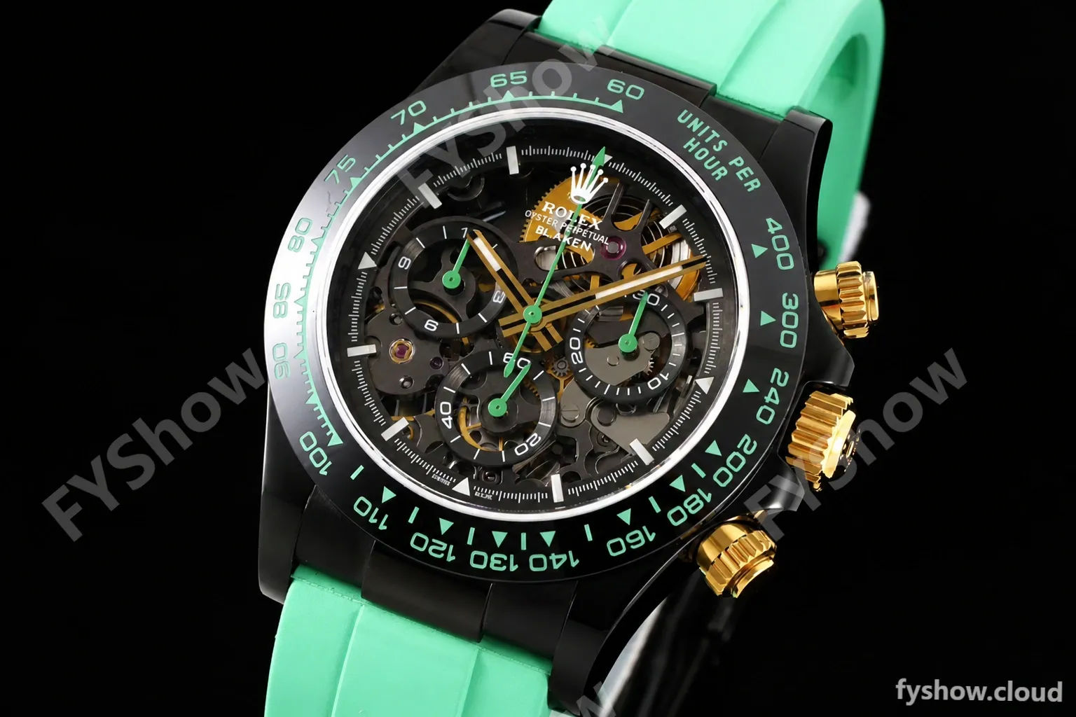 Rolex - Daytona Blaken 40mm CER 904L PVD/RU Blk/Grn Skeleton GETF SA4130 - Image 6