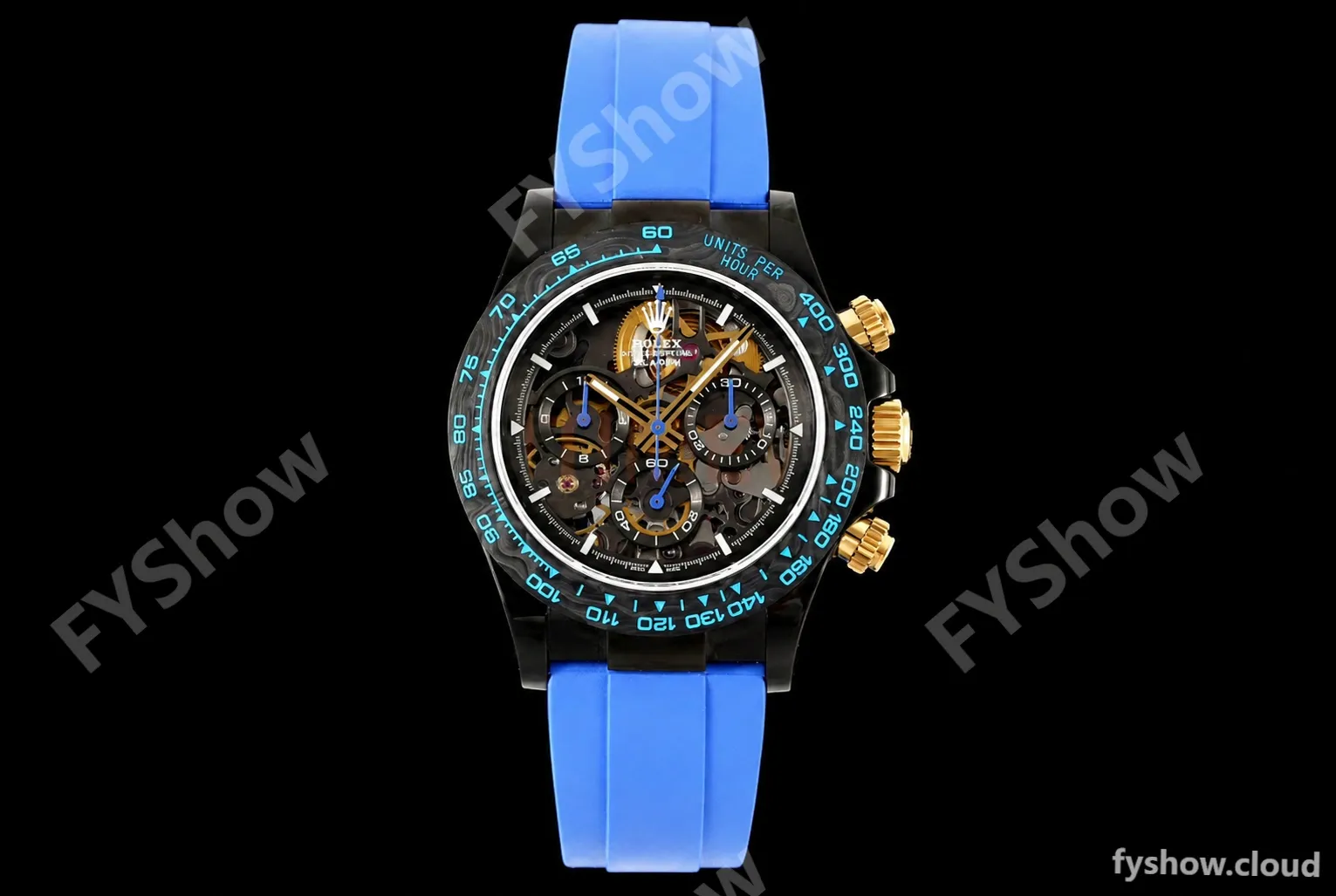Rolex - Daytona Blaken 40mm CER 904L PVD/RU Black/Blue Skeleton GETF SA4130