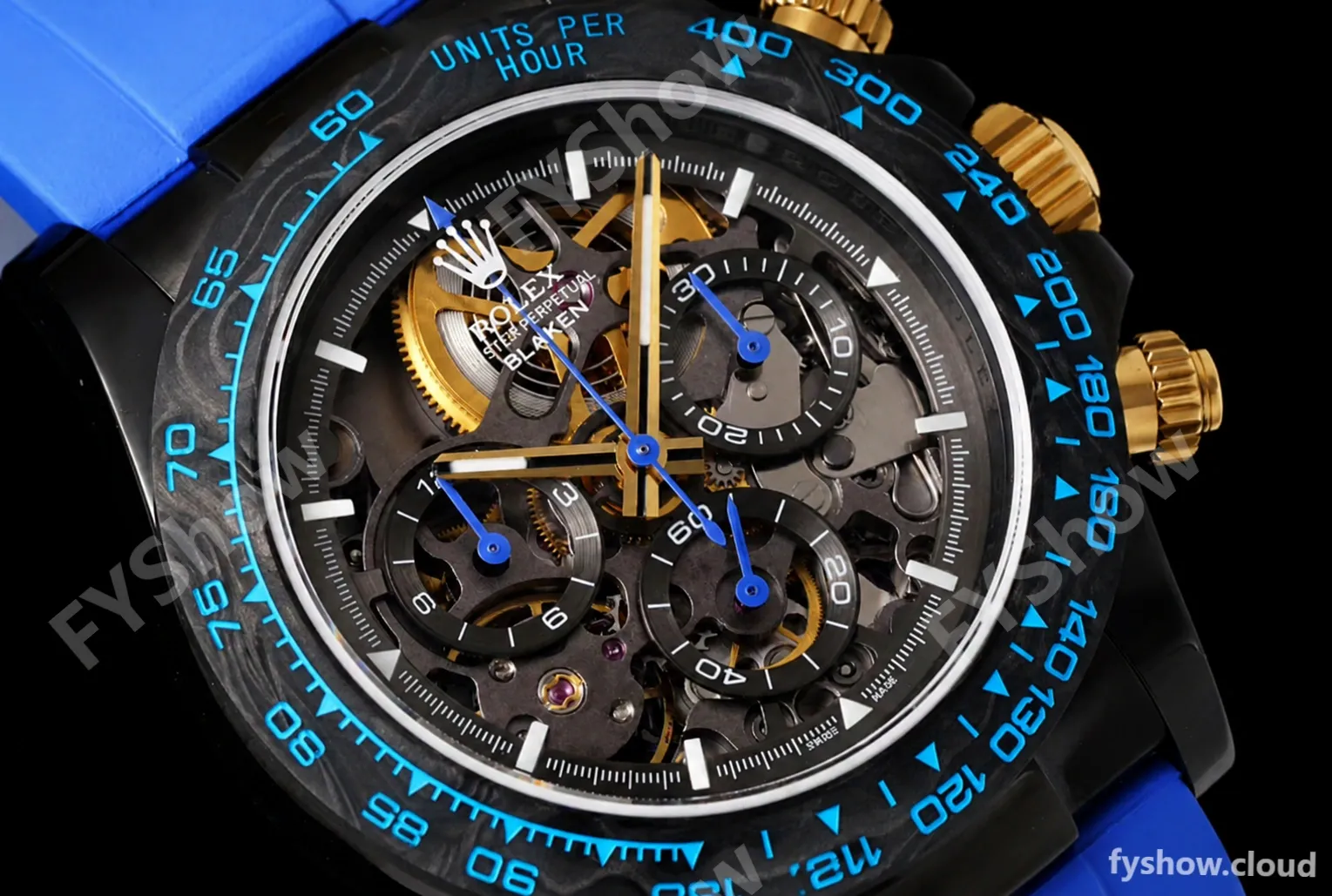 Rolex - Daytona Blaken 40mm CER 904L PVD/RU Black/Blue Skeleton GETF SA4130 - Image 2