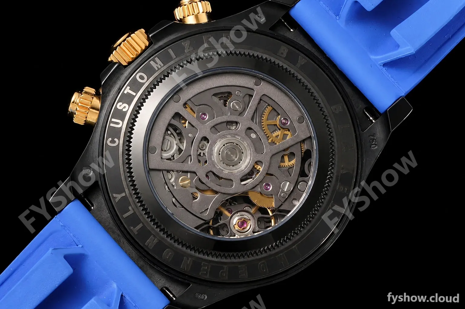 Rolex - Daytona Blaken 40mm CER 904L PVD/RU Black/Blue Skeleton GETF SA4130 - Image 7