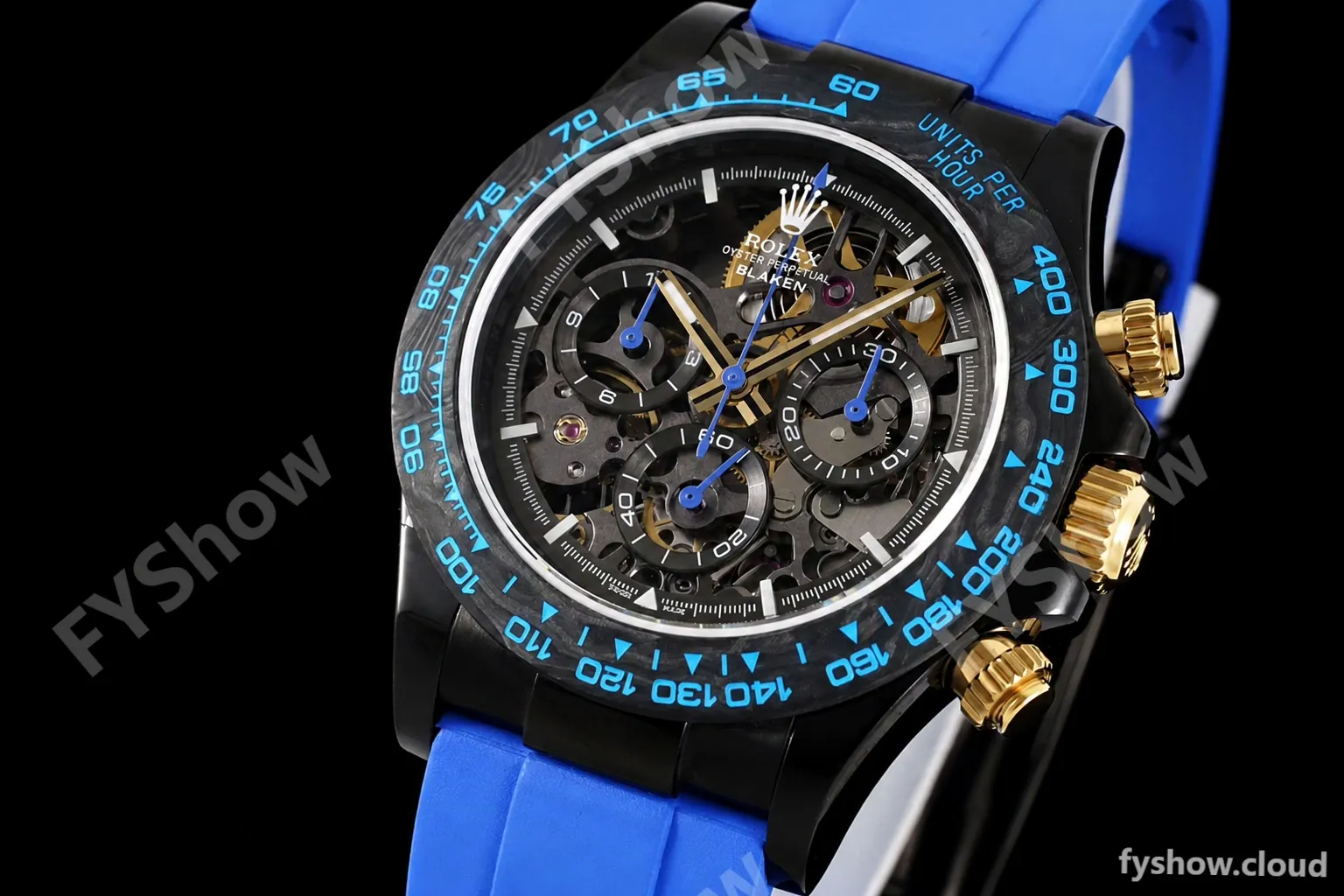 Rolex - Daytona Blaken 40mm CER 904L PVD/RU Black/Blue Skeleton GETF SA4130 - Image 9