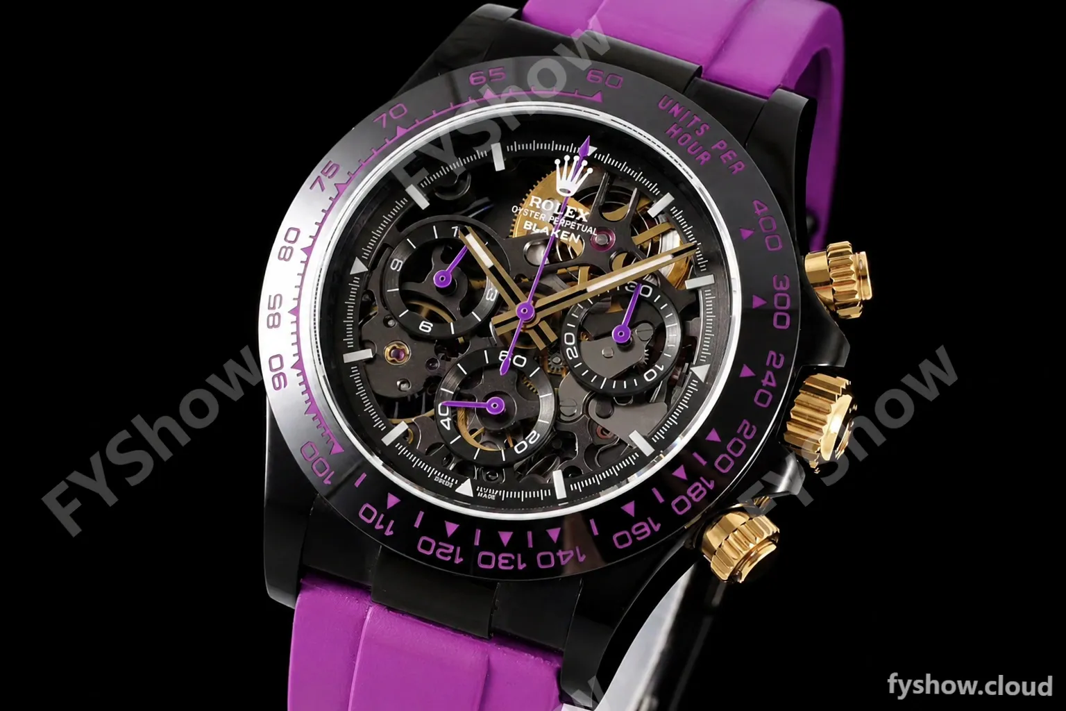 Rolex - Daytona Blaken 40mm CER 904L PVD/RU Black/Purple Skeleton GETF SA4130 - Image 5