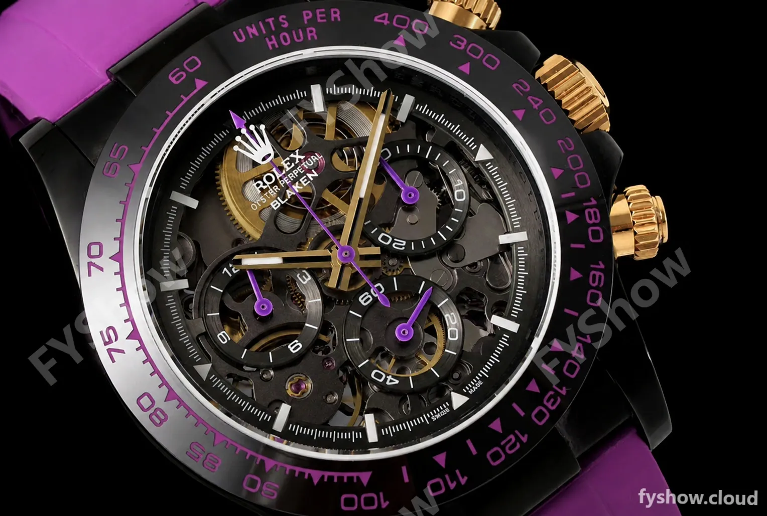 Rolex - Daytona Blaken 40mm CER 904L PVD/RU Black/Purple Skeleton GETF SA4130 - Image 6