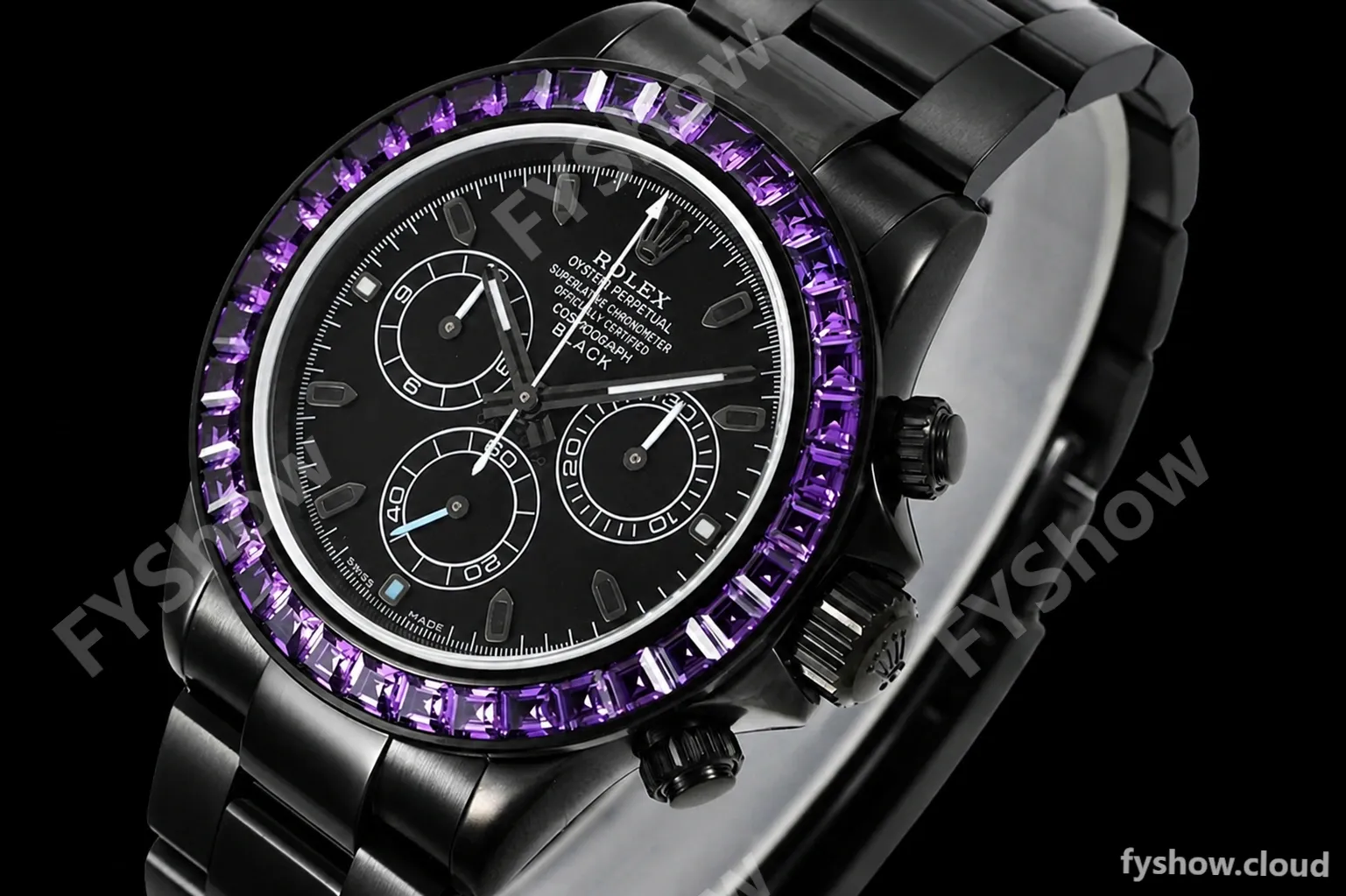 Rolex - Blaken Daytona Purple Rainbow 40mm Diamond DLC/DLC Black/Stk TWF A4130 - Image 4