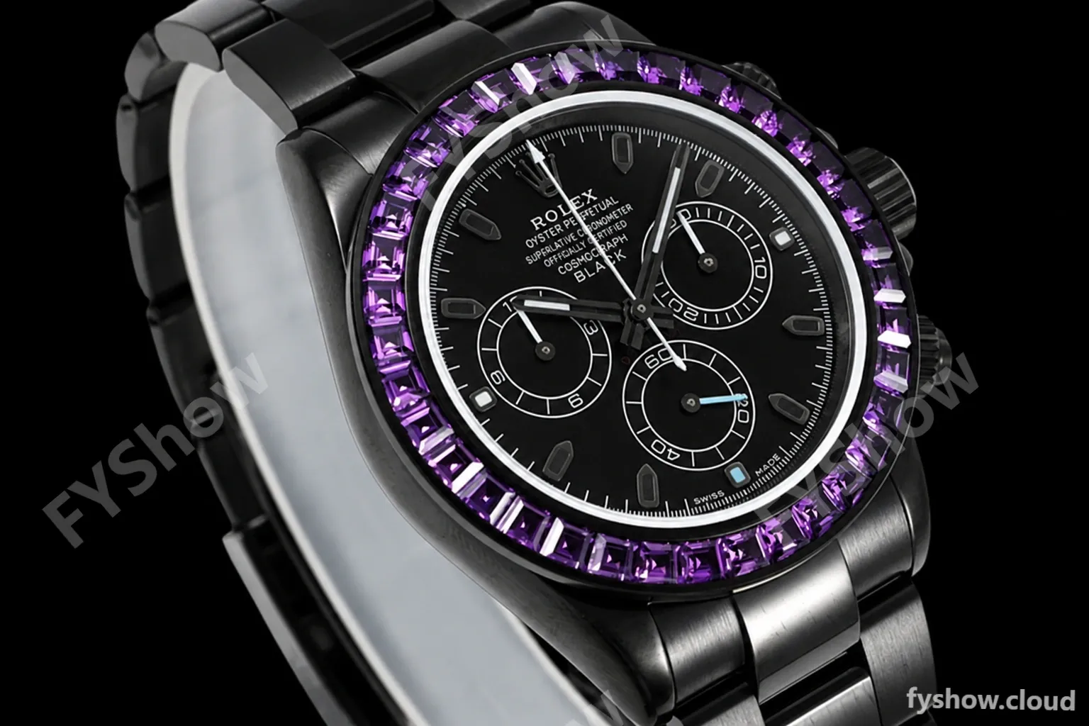 Rolex - Blaken Daytona Purple Rainbow 40mm Diamond DLC/DLC Black/Stk TWF A4130 - Image 7