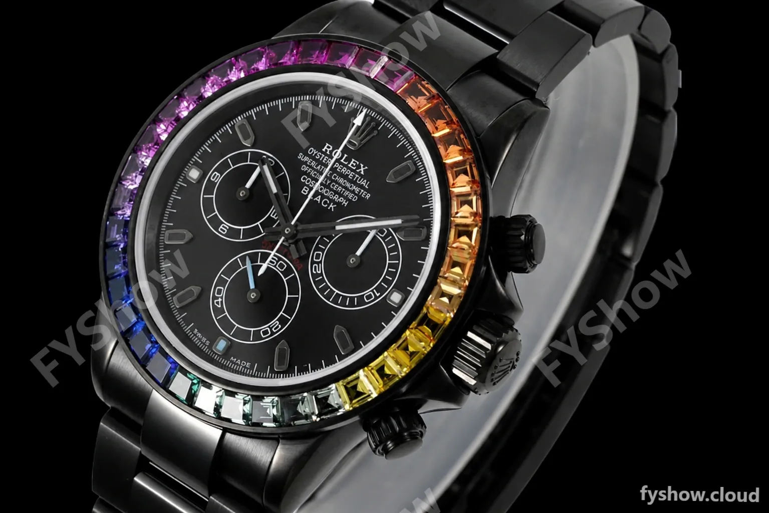 Rolex - Blaken Daytona Rainbow 40mm Diamond DLC/DLC Black/Stk TWF A4130 - Image 9