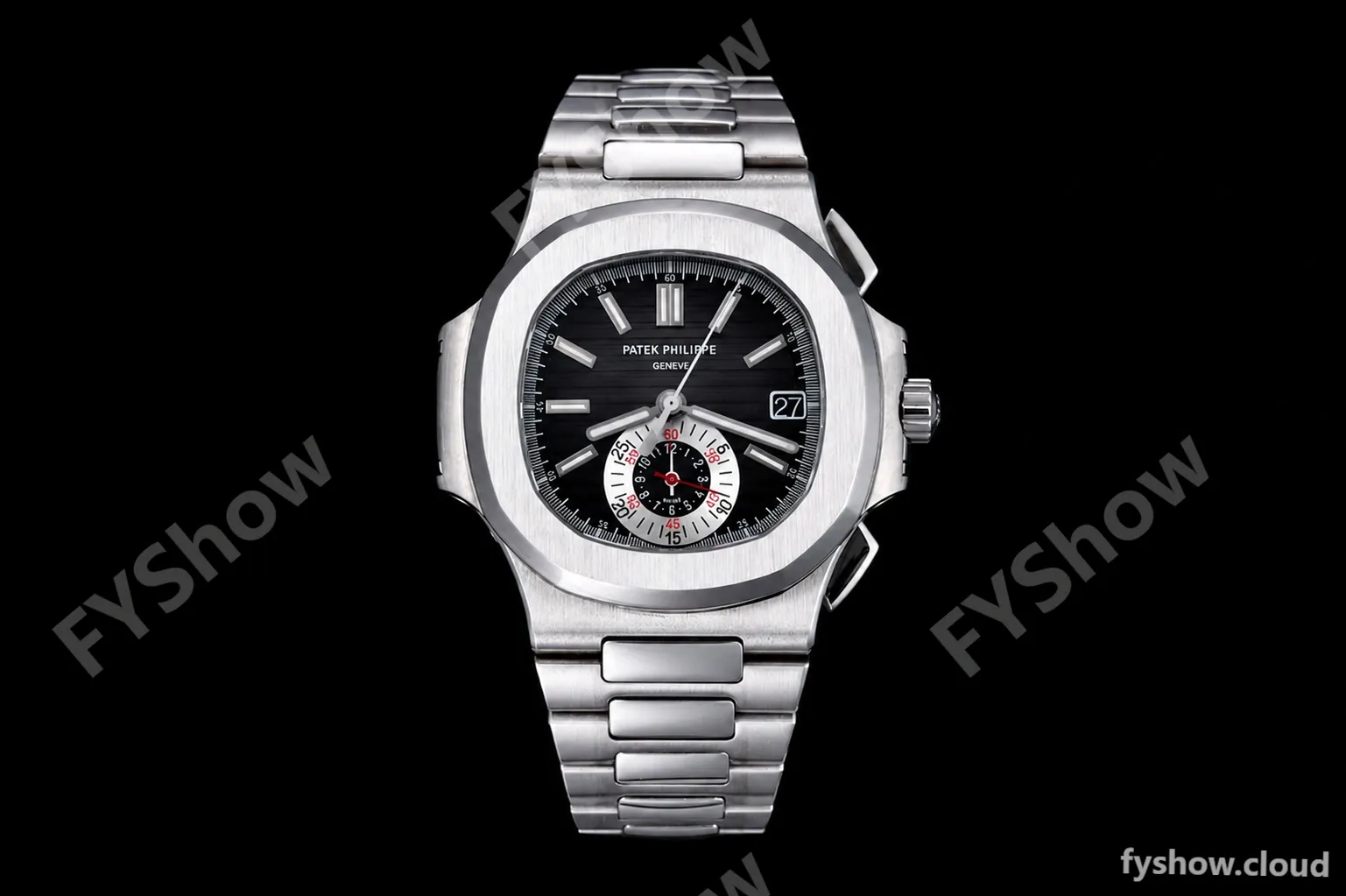 Patek Philippe - Nautilus Chronograph 5980 SS/SS Black PPF A7750 Mod