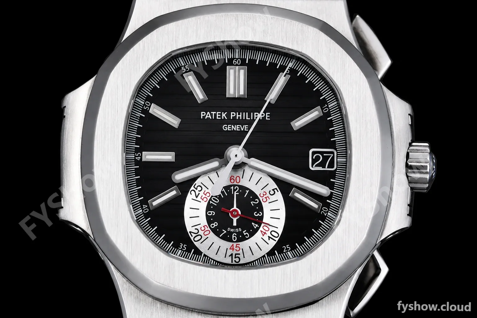 Patek Philippe - Nautilus Chronograph 5980 SS/SS Black PPF A7750 Mod - Image 2