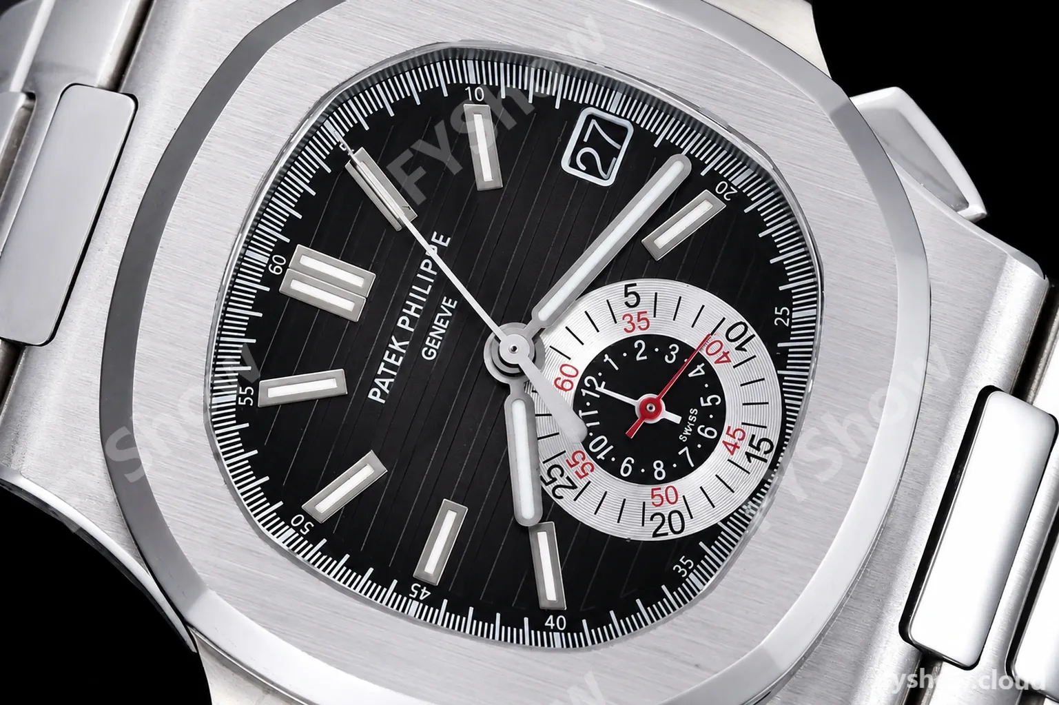 Patek Philippe - Nautilus Chronograph 5980 SS/SS Black PPF A7750 Mod - Image 4