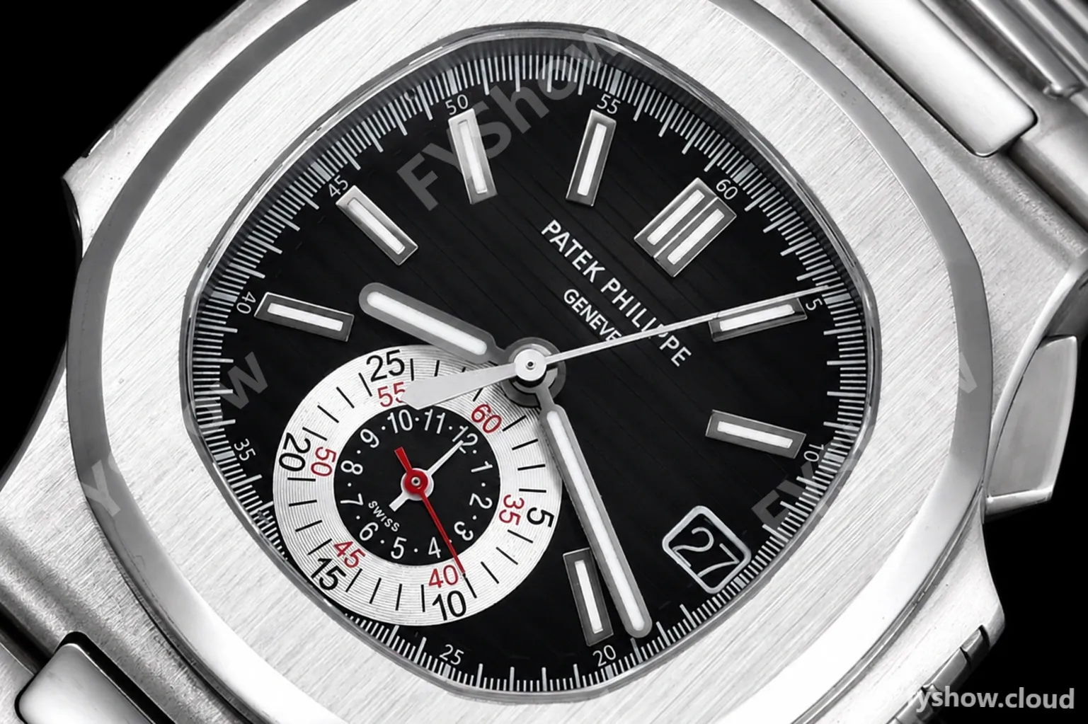 Patek Philippe - Nautilus Chronograph 5980 SS/SS Black PPF A7750 Mod - Image 5