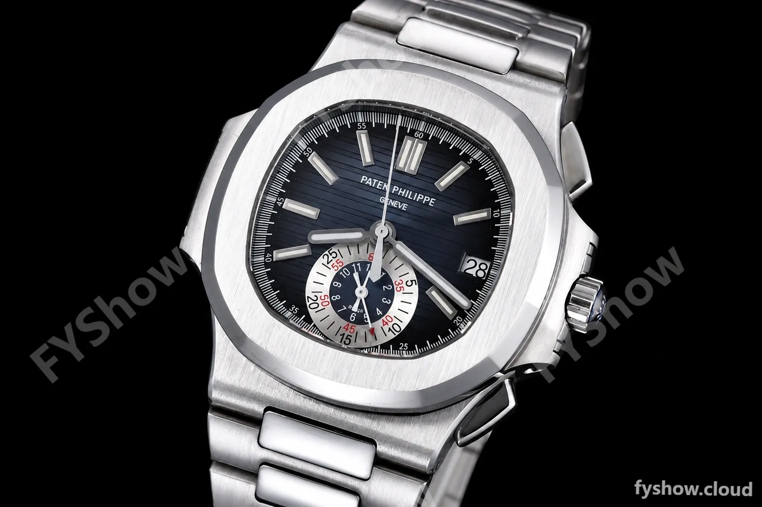 Patek Philippe - Nautilus Chronograph 5980 SS/SS Blue PPF A7750 Mod - Image 3