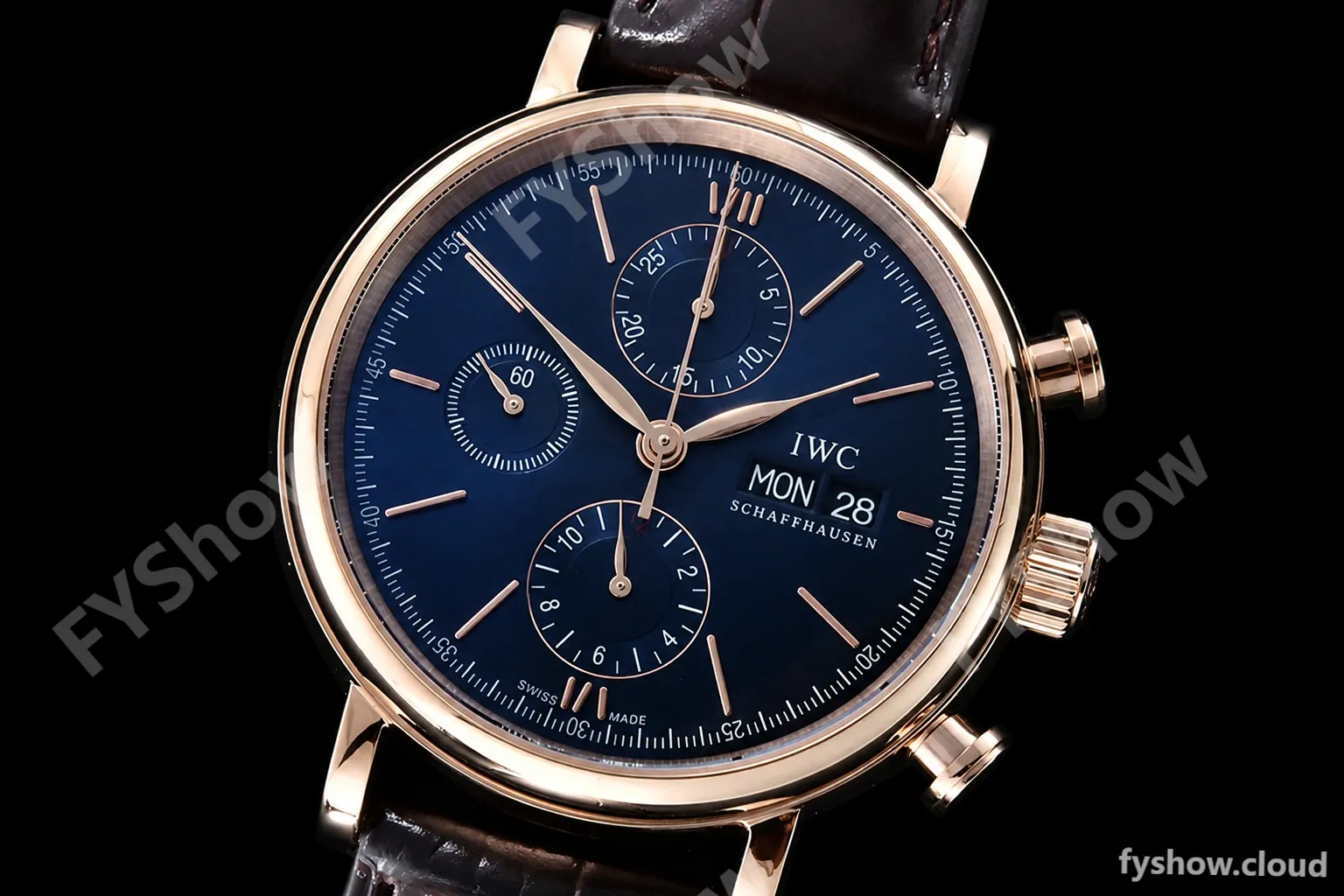 IWC - Portofino Chrono IW3910 RG/LE Blue/RG Stk TWF A7750 - Image 4