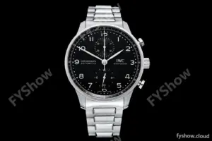 IWC - Portuguese Chrono Ed IW3716 SS/SS Blk/Num ZF A69355