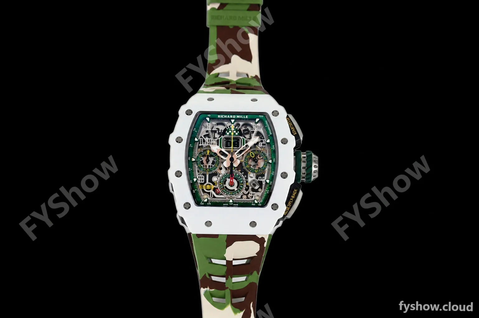 Richard Mille - RM11-03 Le Mans Classic Flyback Chrono Wht-Cer/Ru Camou/Ske KVF V5 A7750 - Image 4