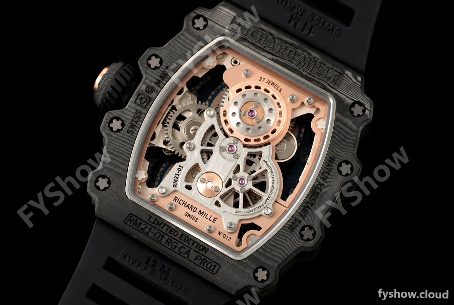 Richard Mille - RM021-01 Tourbillon CF/RU/RG Black Skeleton RMF Tourb - Image 6