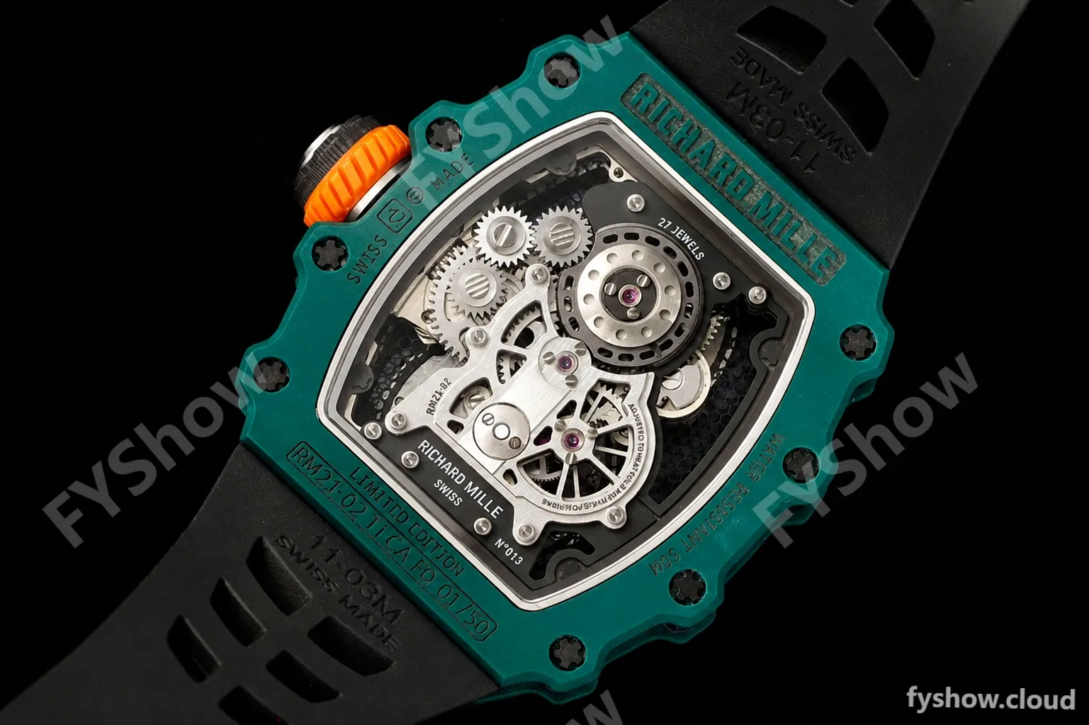 Richard Mille - RM021-02 Tourbillon CF/RU Green Black Skeleton RMF Tourb - Image 7
