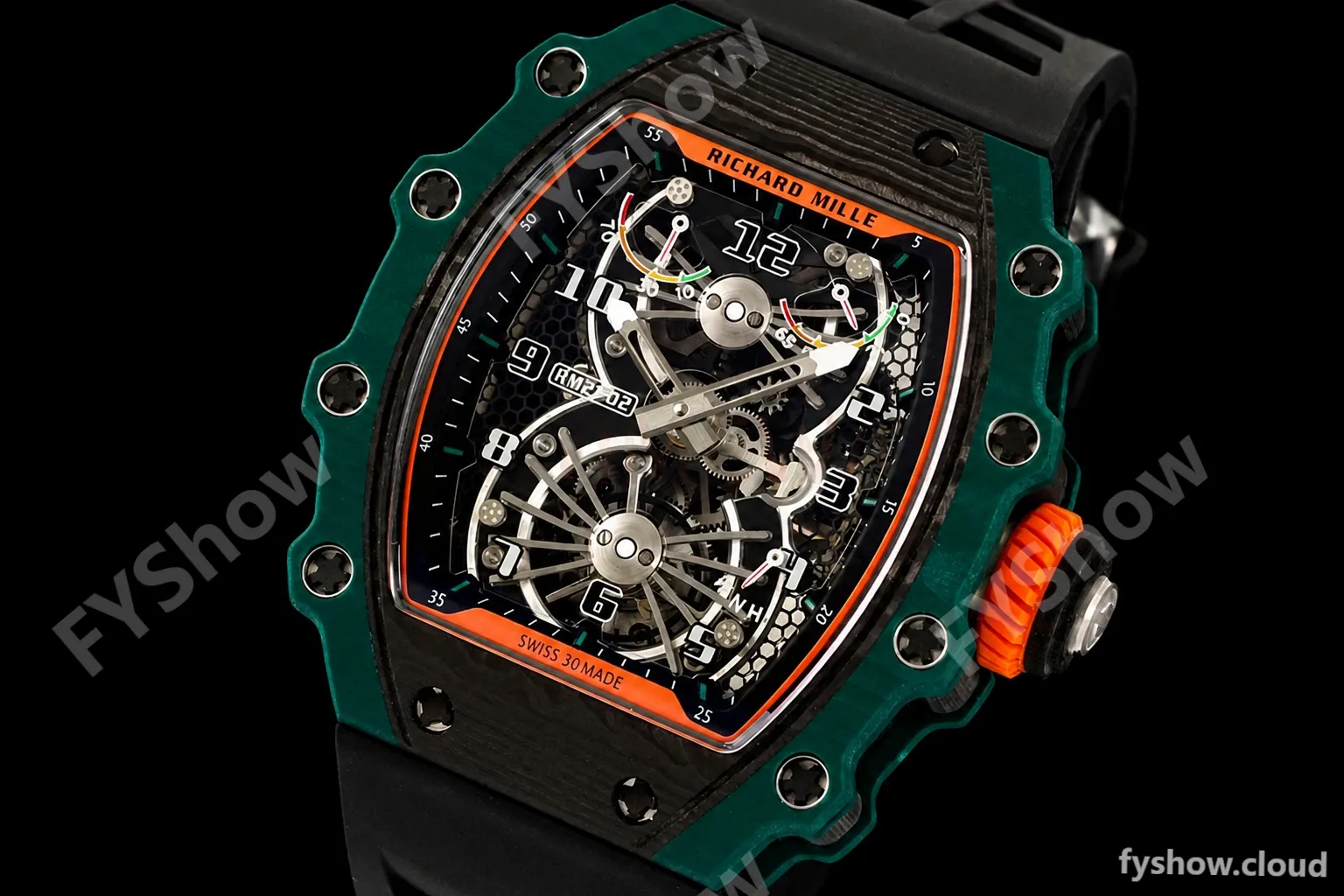 Richard Mille - RM021-02 Tourbillon CF/RU Green Black Skeleton RMF Tourb - Image 9