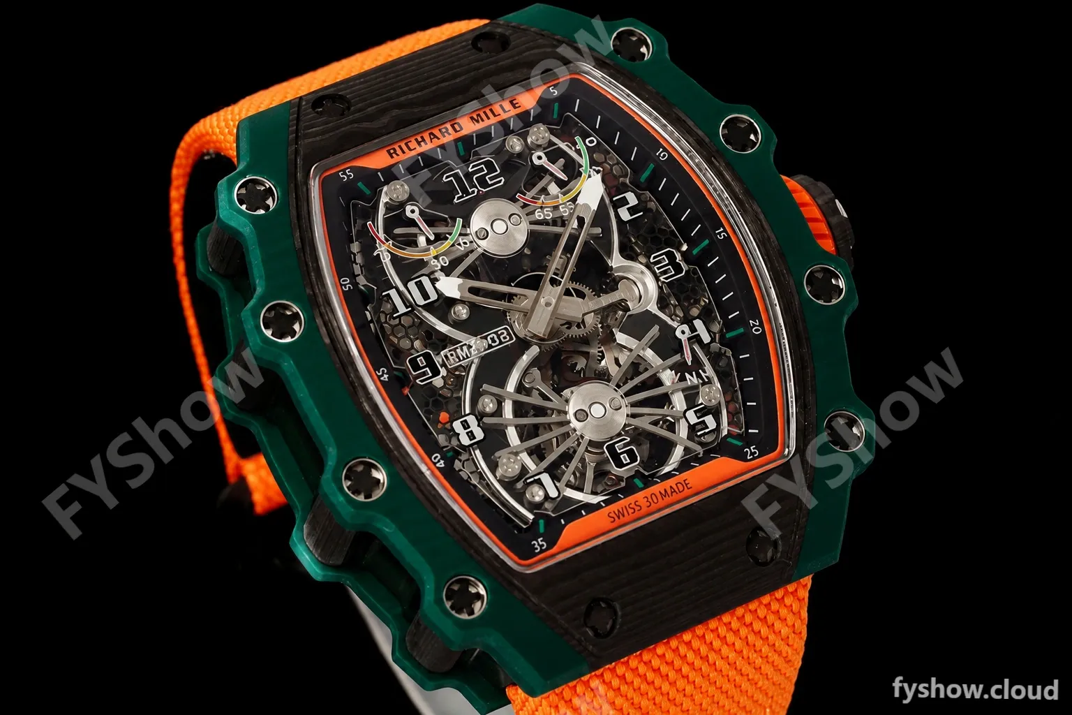 Richard Mille - RM021-02 Tourbillon CF/NY Green Orange Skeleton RMF Tourb - Image 3