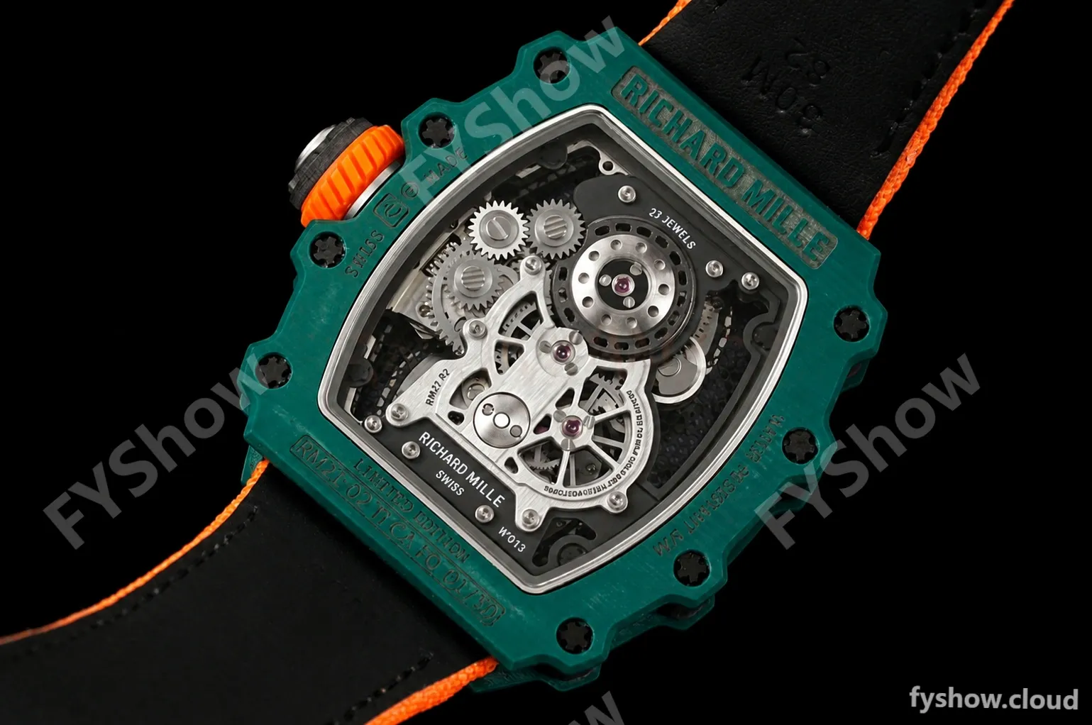 Richard Mille - RM021-02 Tourbillon CF/NY Green Orange Skeleton RMF Tourb - Image 6