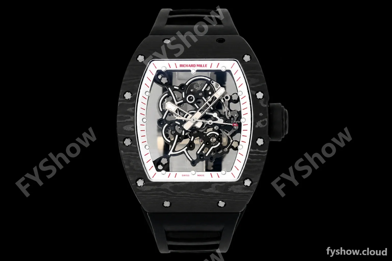 Richard Mille - RM055 Bubba Watson Black NTPT/RU Blk/Wht/Red Rehaut Skeleton ZF RMUL2