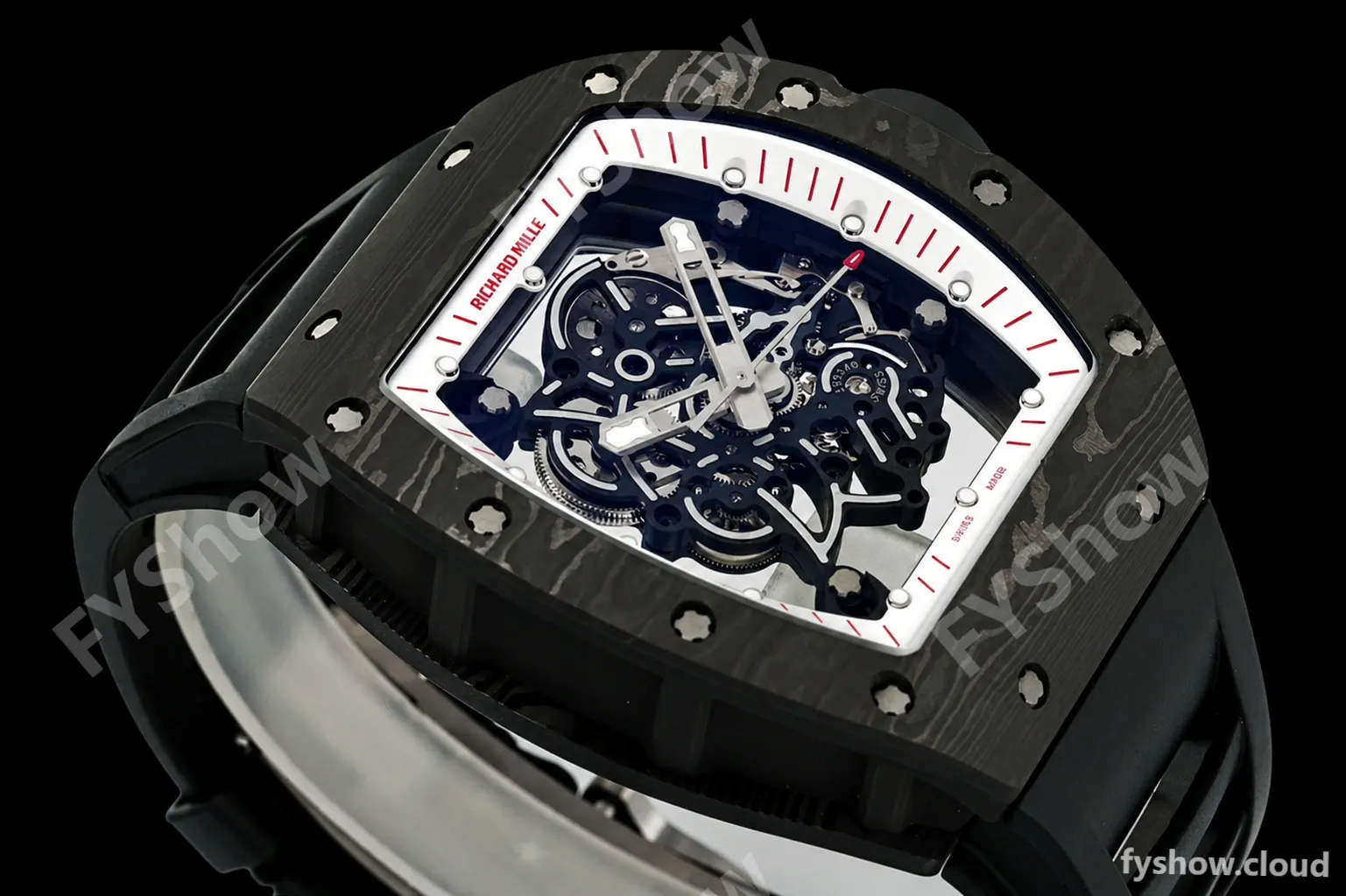 Richard Mille - RM055 Bubba Watson Black NTPT/RU Blk/Wht/Red Rehaut Skeleton ZF RMUL2 - Image 4