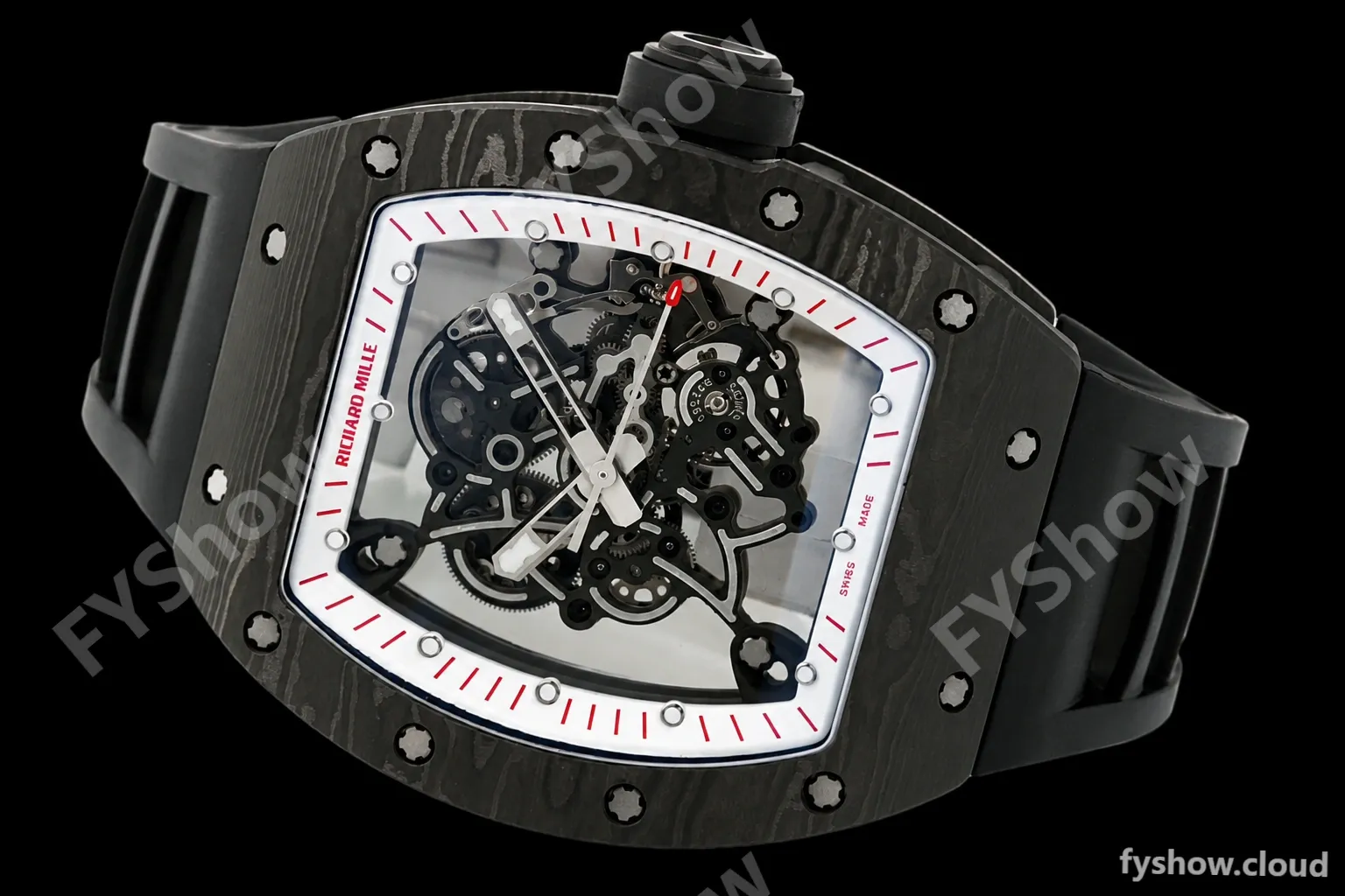 Richard Mille - RM055 Bubba Watson Black NTPT/RU Blk/Wht/Red Rehaut Skeleton ZF RMUL2 - Image 5