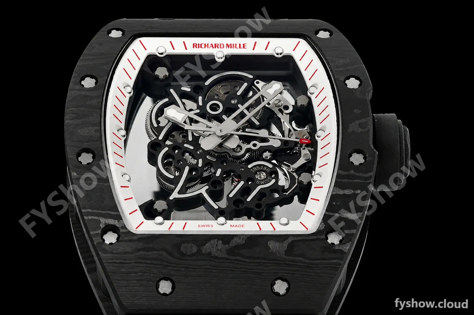 Richard Mille - RM055 Bubba Watson Black NTPT/RU Blk/Wht/Red Rehaut Skeleton ZF RMUL2 - Image 6