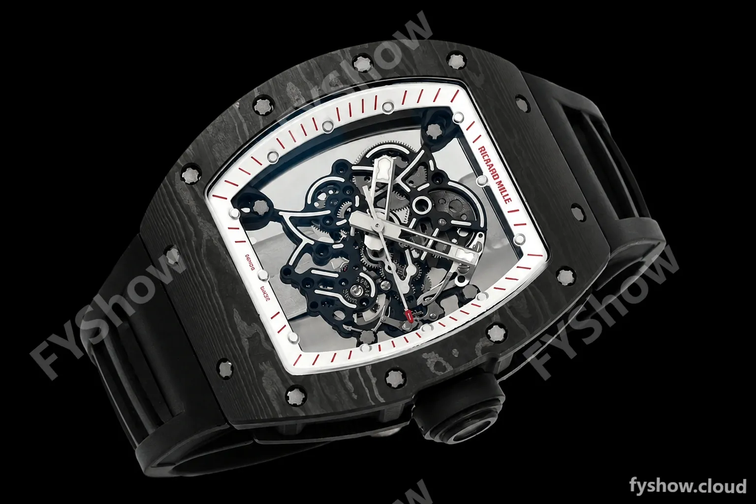Richard Mille - RM055 Bubba Watson Black NTPT/RU Blk/Wht/Red Rehaut Skeleton ZF RMUL2 - Image 7
