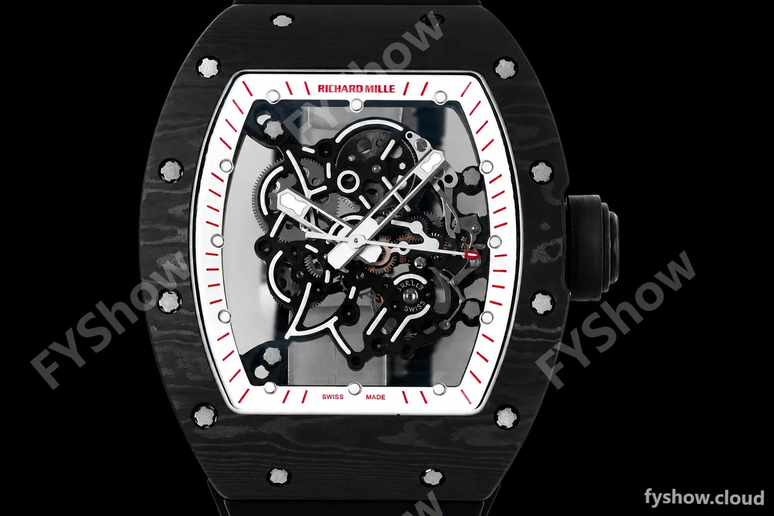 Richard Mille - RM055 Bubba Watson Black NTPT/RU Blk/Wht/Red Rehaut Skeleton ZF RMUL2 - Image 8