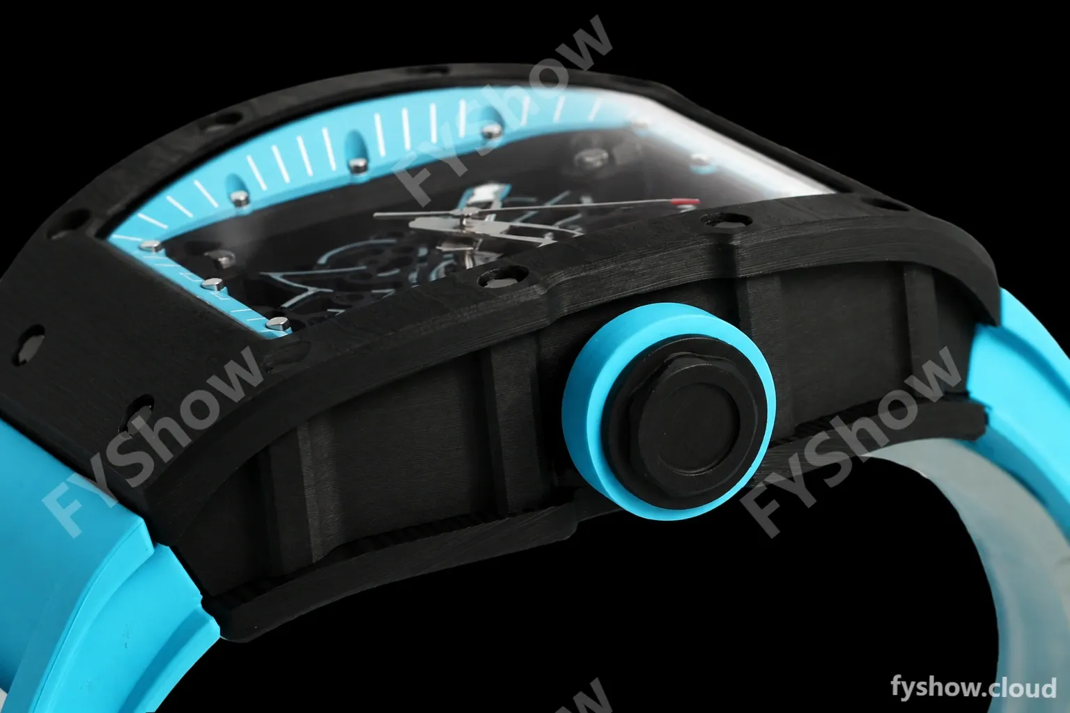 Richard Mille - RM055 Bubba Watson Black NTPT/RU Blk/Blue Rehaut Skeleton ZF RMUL2 - Image 4