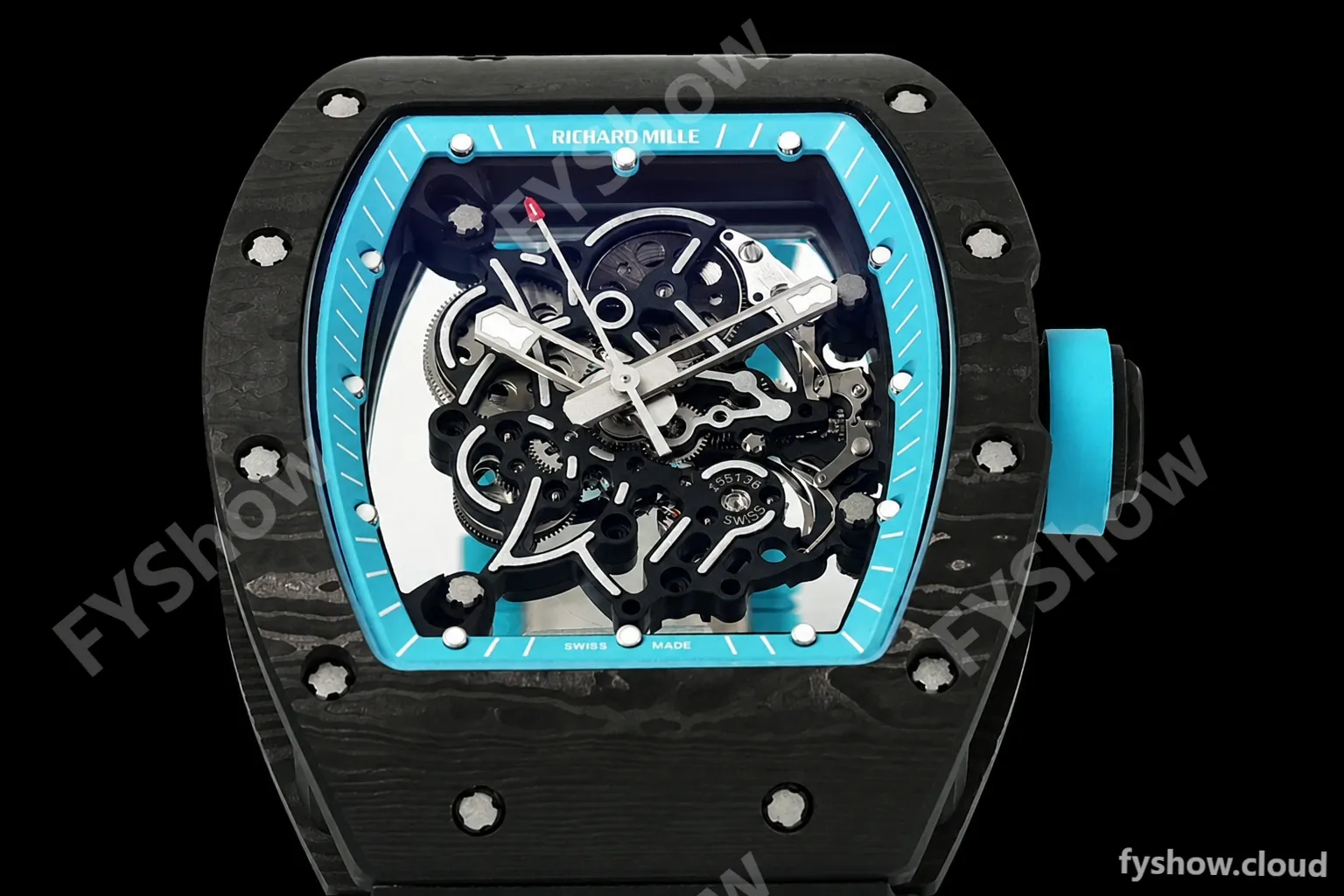 Richard Mille - RM055 Bubba Watson Black NTPT/RU Blk/Blue Rehaut Skeleton ZF RMUL2 - Image 6