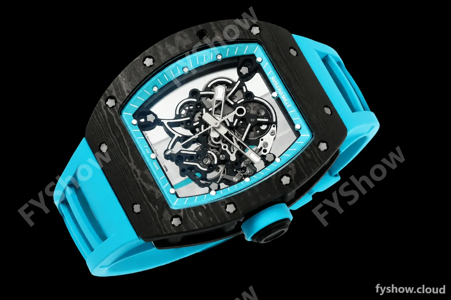 Richard Mille - RM055 Bubba Watson Black NTPT/RU Blk/Blue Rehaut Skeleton ZF RMUL2 - Image 7