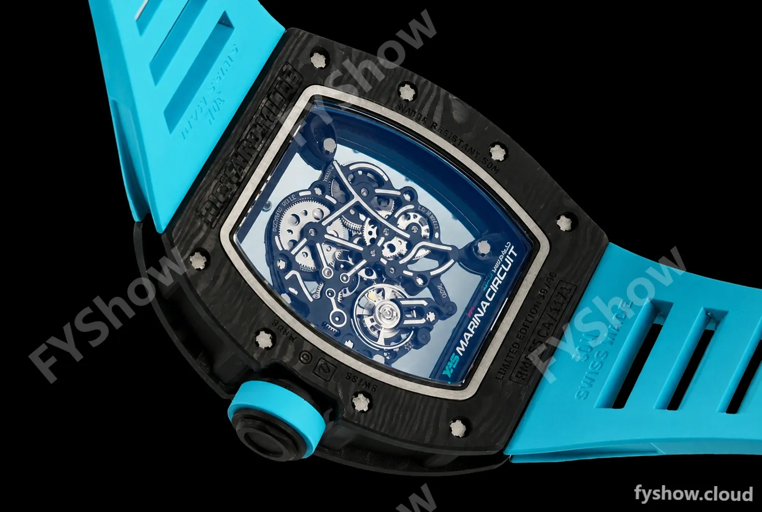 Richard Mille - RM055 Bubba Watson Black NTPT/RU Blk/Blue Rehaut Skeleton ZF RMUL2 - Image 8